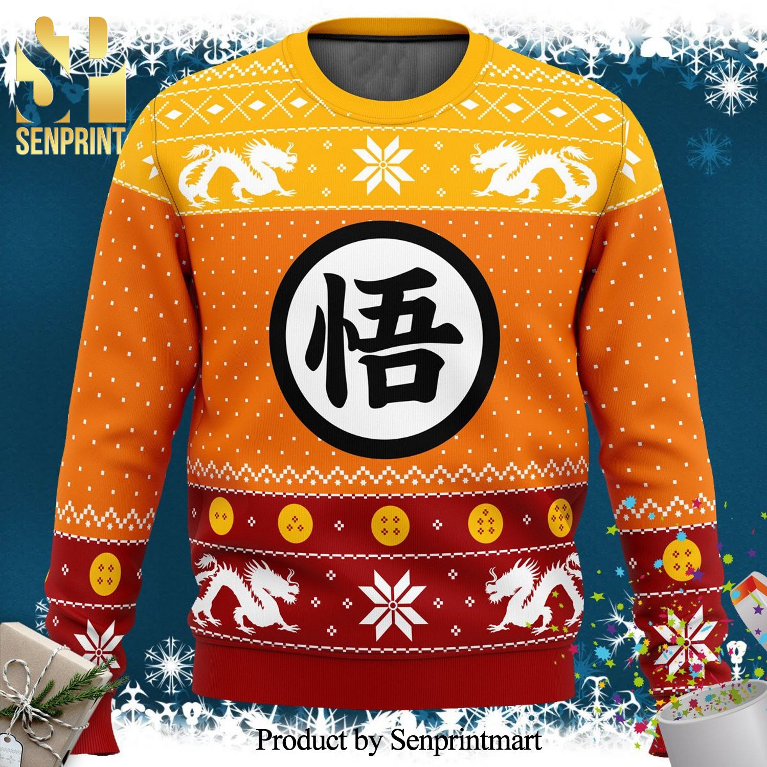 Dragon Ball Z Goku Christmas Manga Anime Knitted Ugly Christmas Sweater