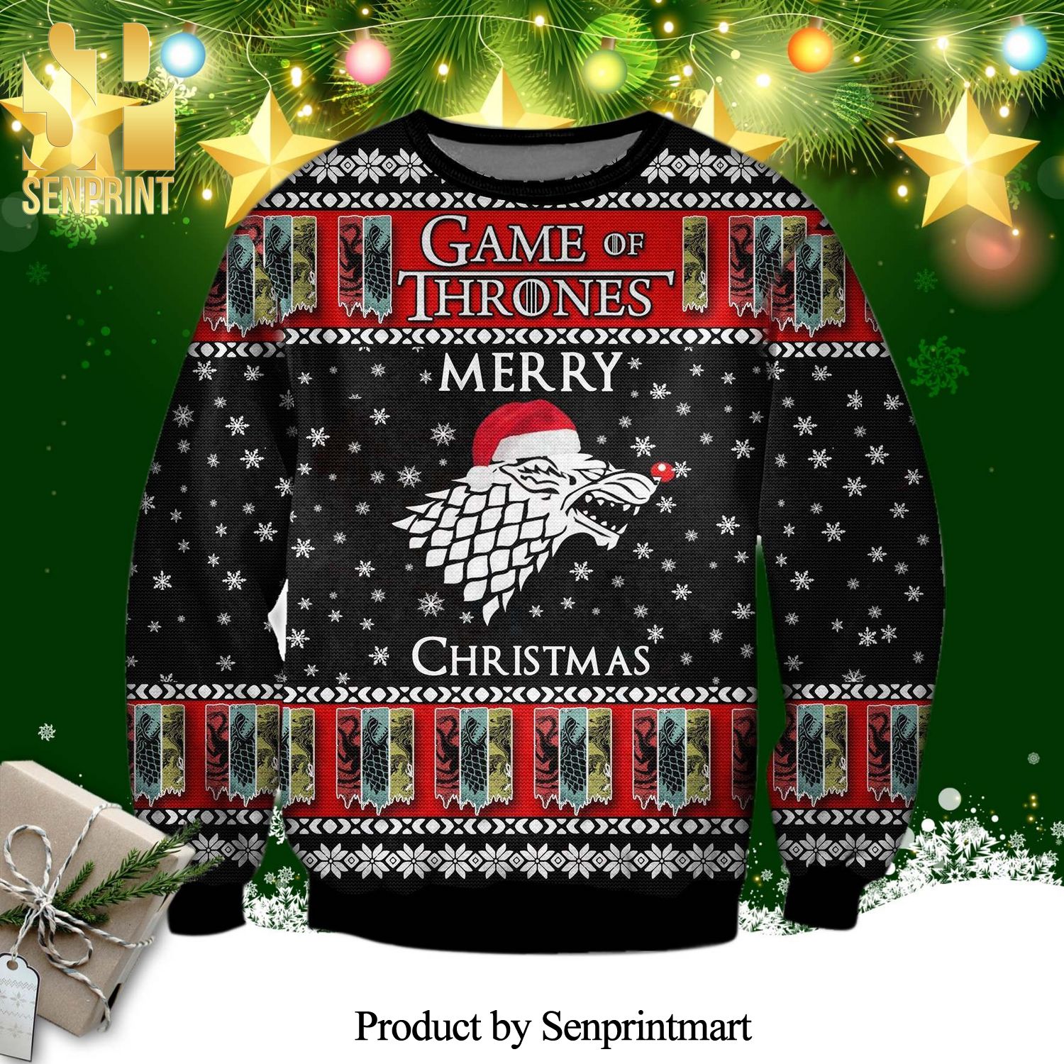 Dragon Merry Christmas Game Of Thrones Snowflake Knitted Ugly Christmas Sweater