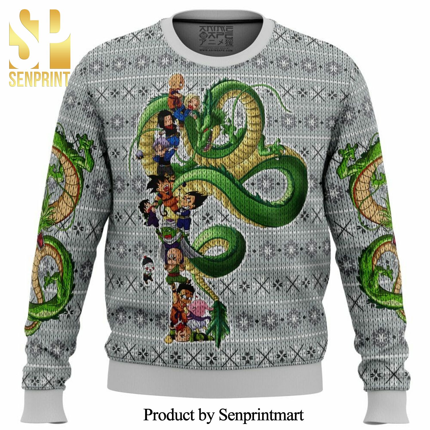 Dragonball Z Play With The Dragon Manga Anime Knitted Ugly Christmas Sweater