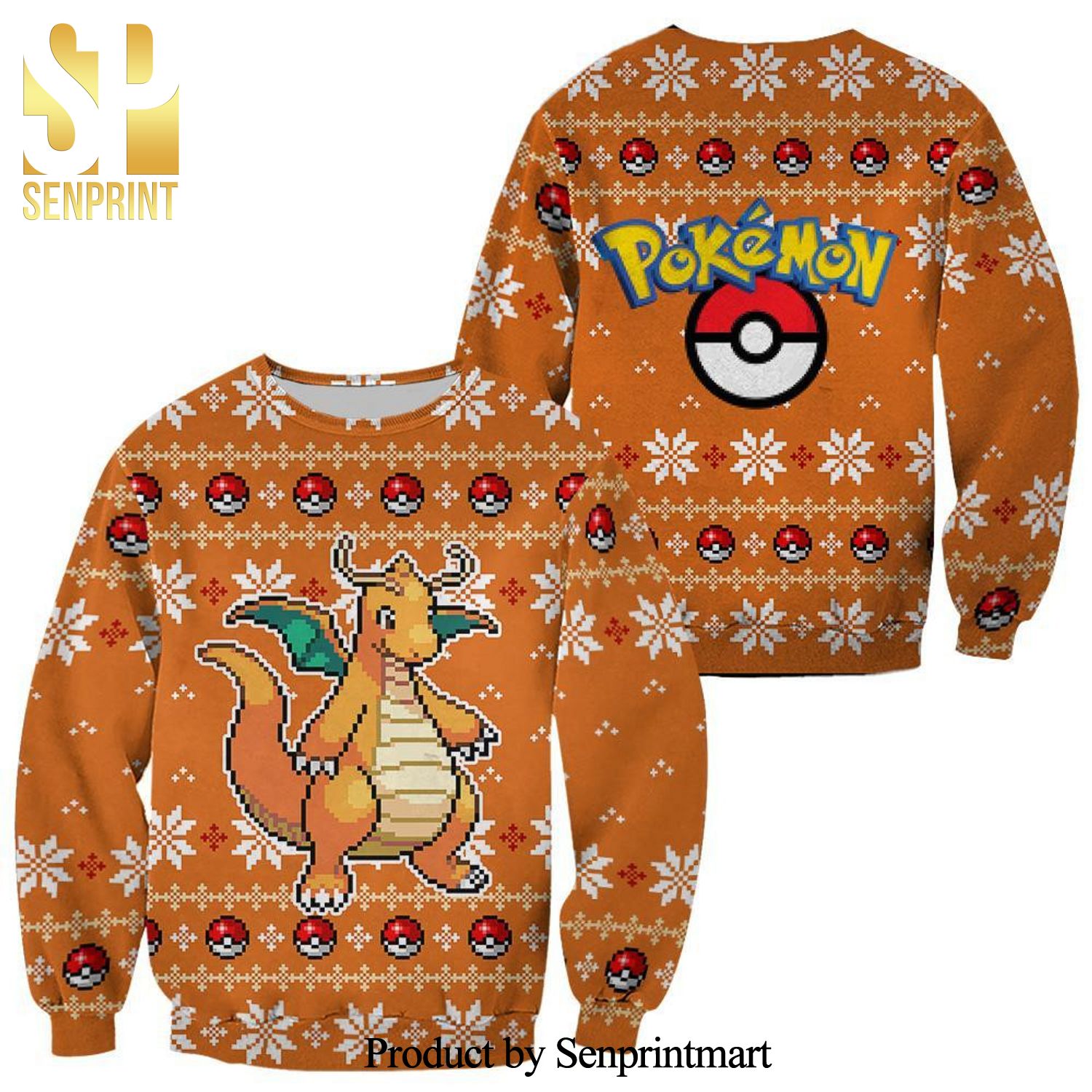 Dragonite Pokemon Knitted Ugly Christmas Sweater