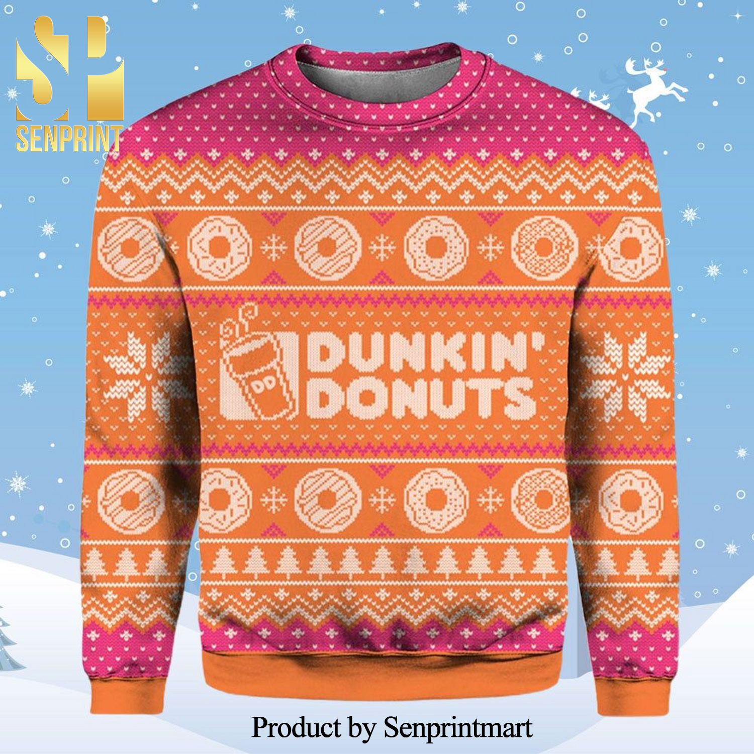 Dunkin Donuts Knitted Ugly Christmas Sweater