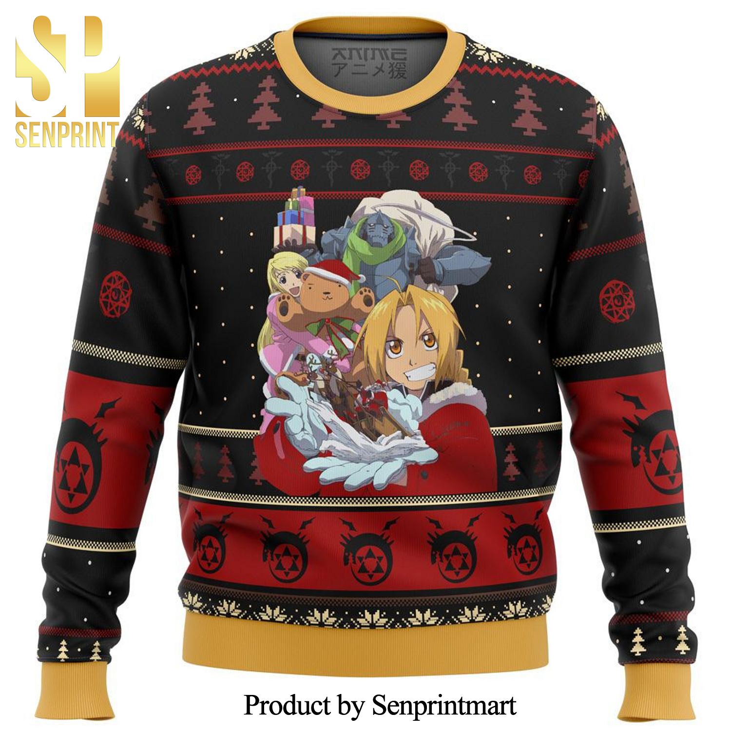 Edward Fullmetal Alchemist Holidays Premium Manga Anime Knitted Ugly Christmas Sweater