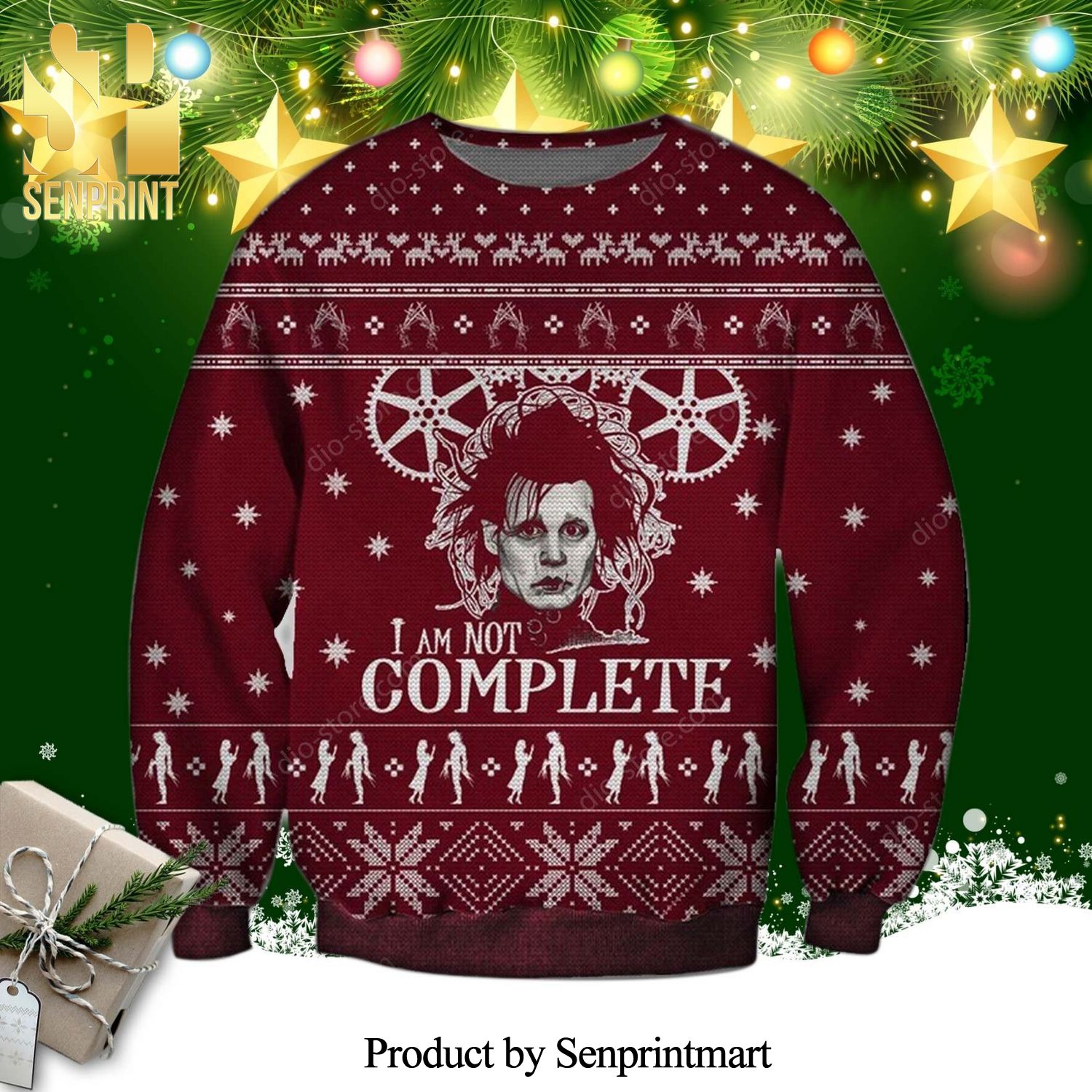 Edward Scissorhands I Am Not Complete Knitted Ugly Christmas Sweater