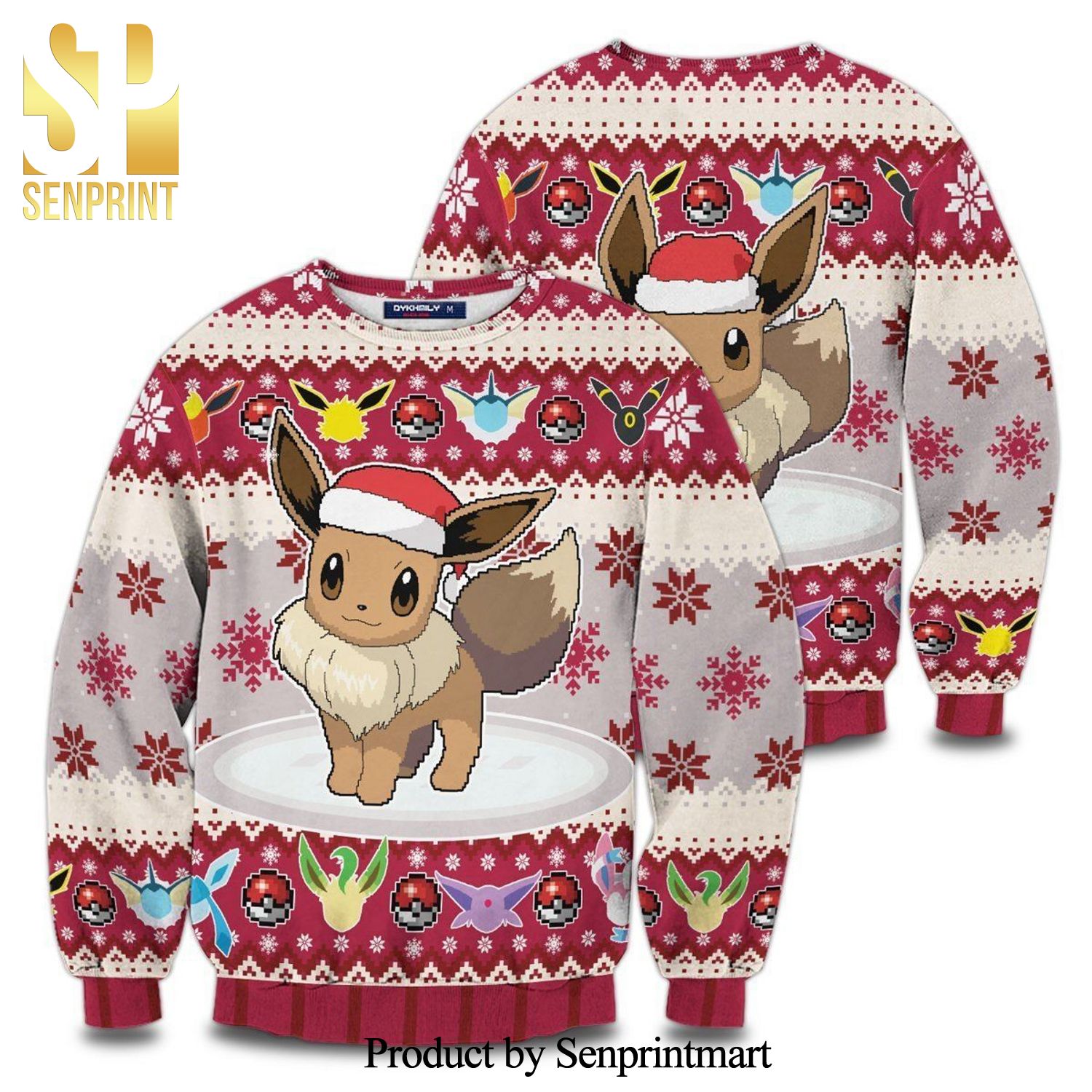Eeveelution Pokemon Anime Manga Knitted Ugly Christmas Sweater