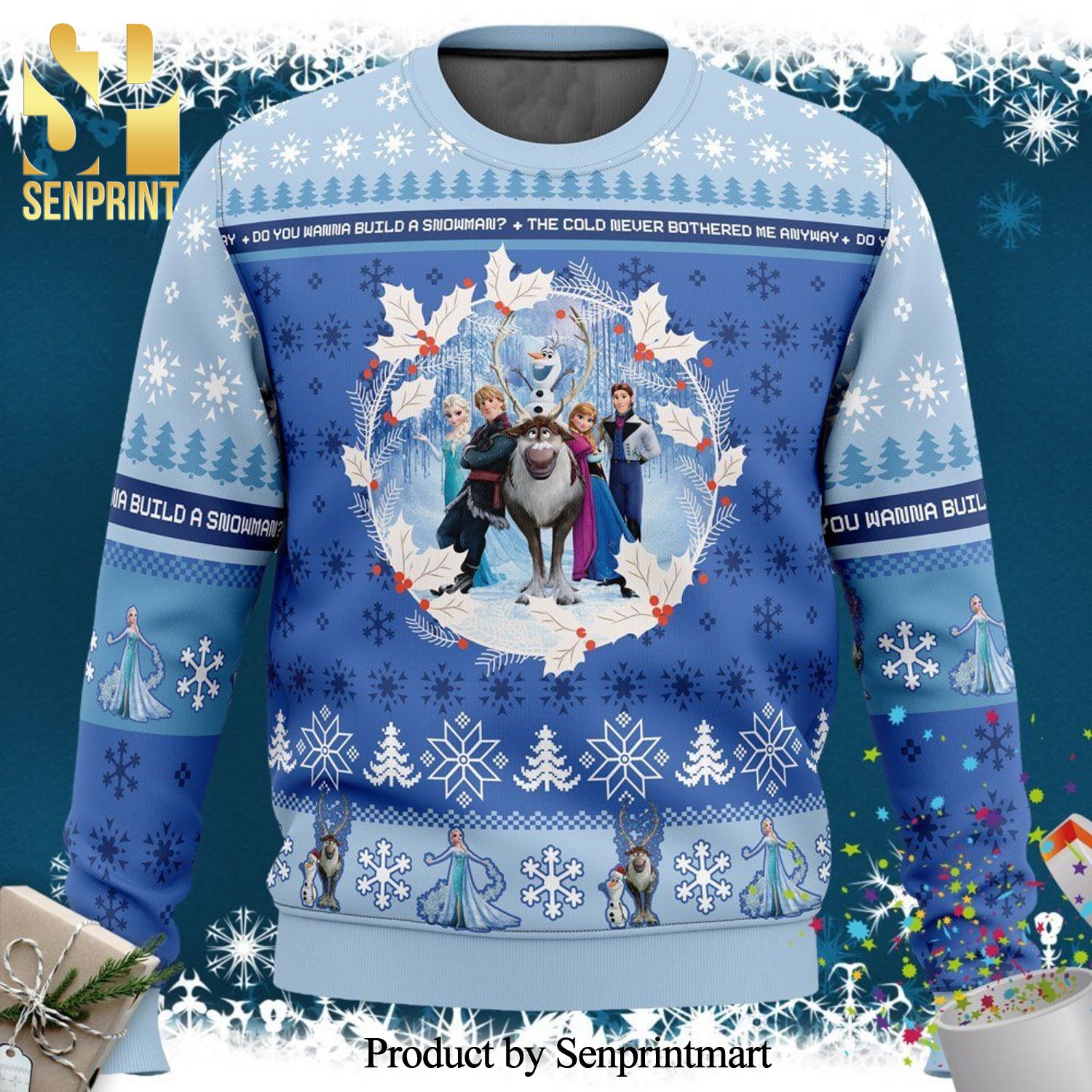 Elsa Anna Christmas Frozen Disney Knitted Ugly Christmas Sweater