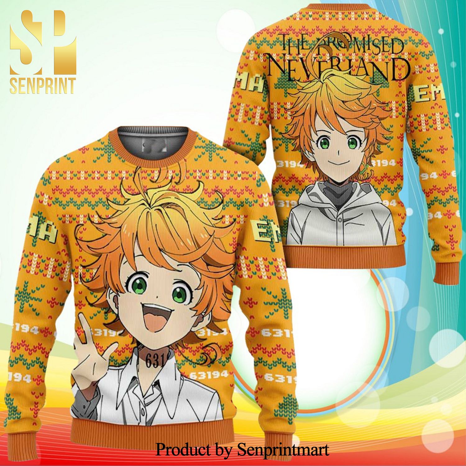 Emma Anime The Promised Neverland Knitted Ugly Christmas Sweater