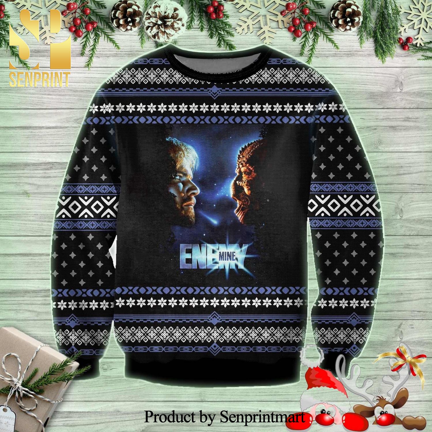 Enemy Mine Poster Knitted Ugly Christmas Sweater