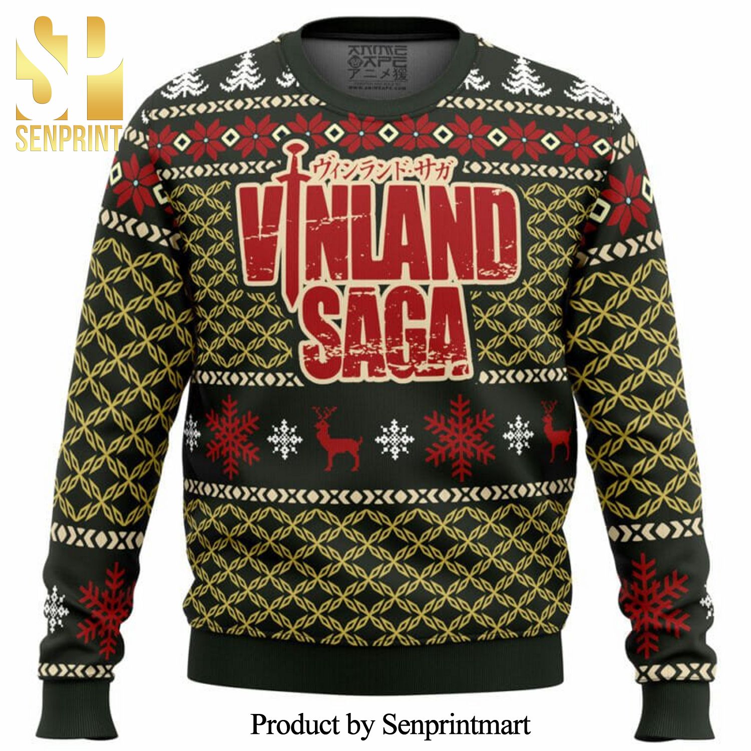 Epic Christmas Vinland Saga Text Manga Anime Knitted Ugly Christmas Sweater