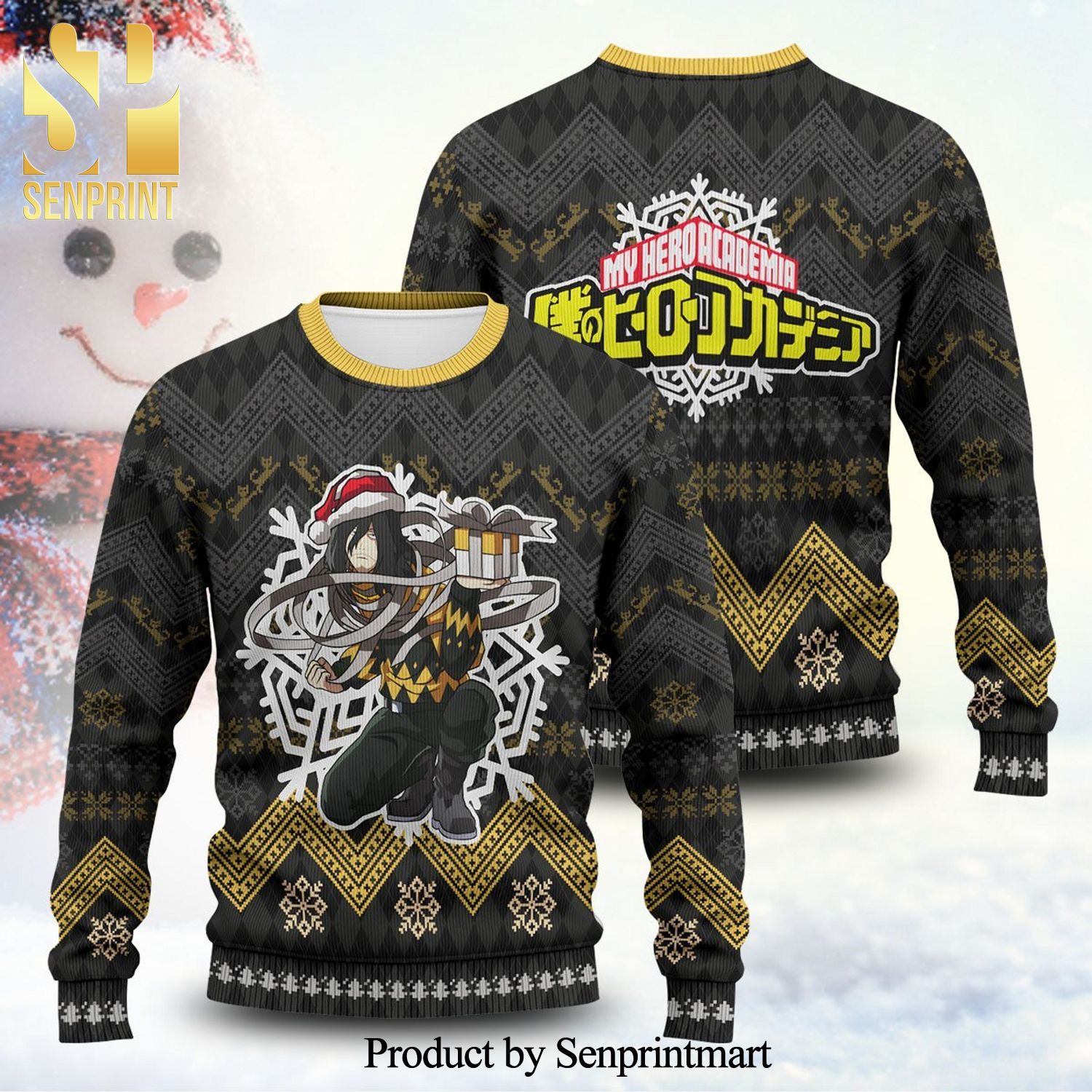 Eraser Head Shota Aizawa My Hero Academia Manga Anime Knitted Ugly Christmas Sweater