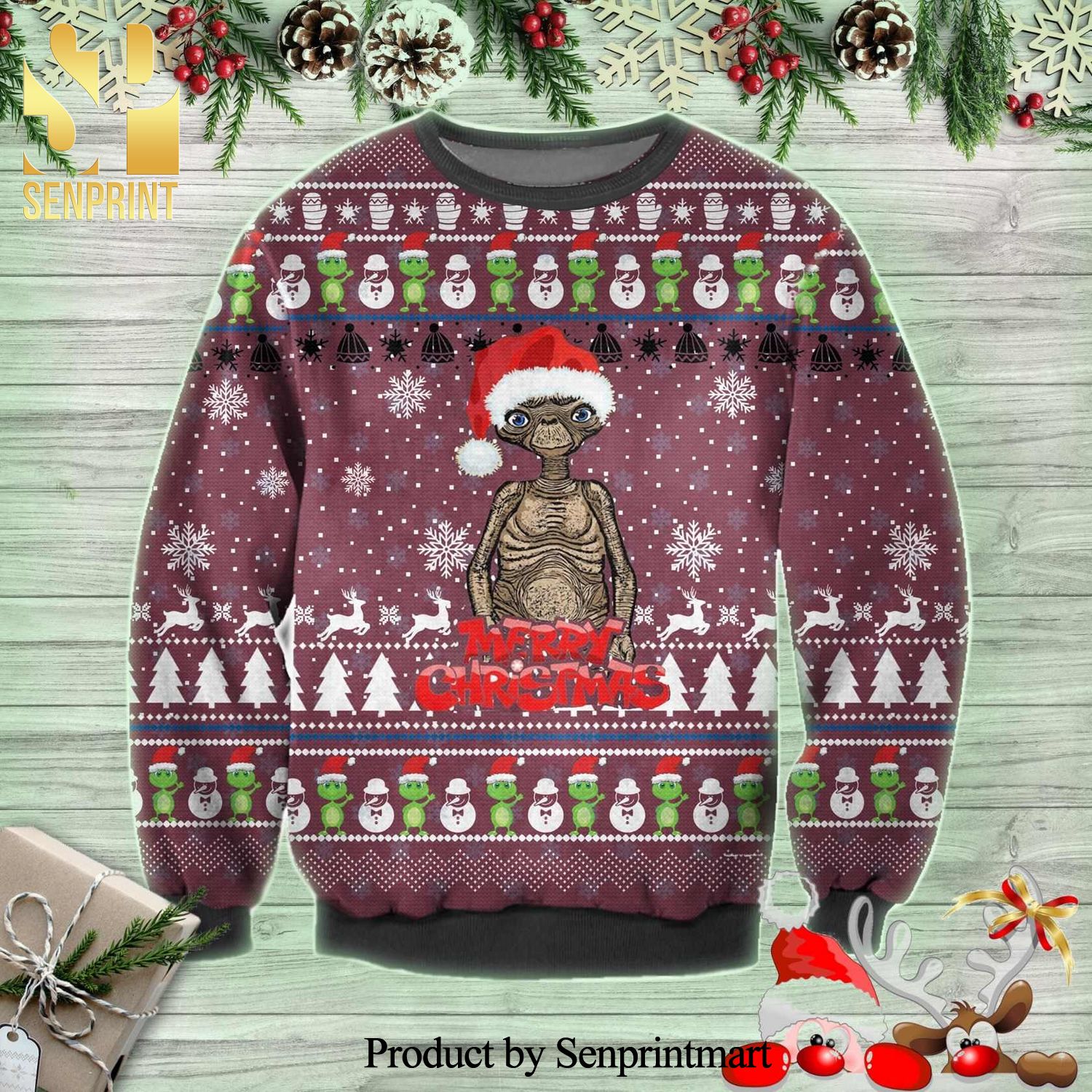 ET The Extra-Terrestrial Merry Christmas Knitted Ugly Christmas Sweater