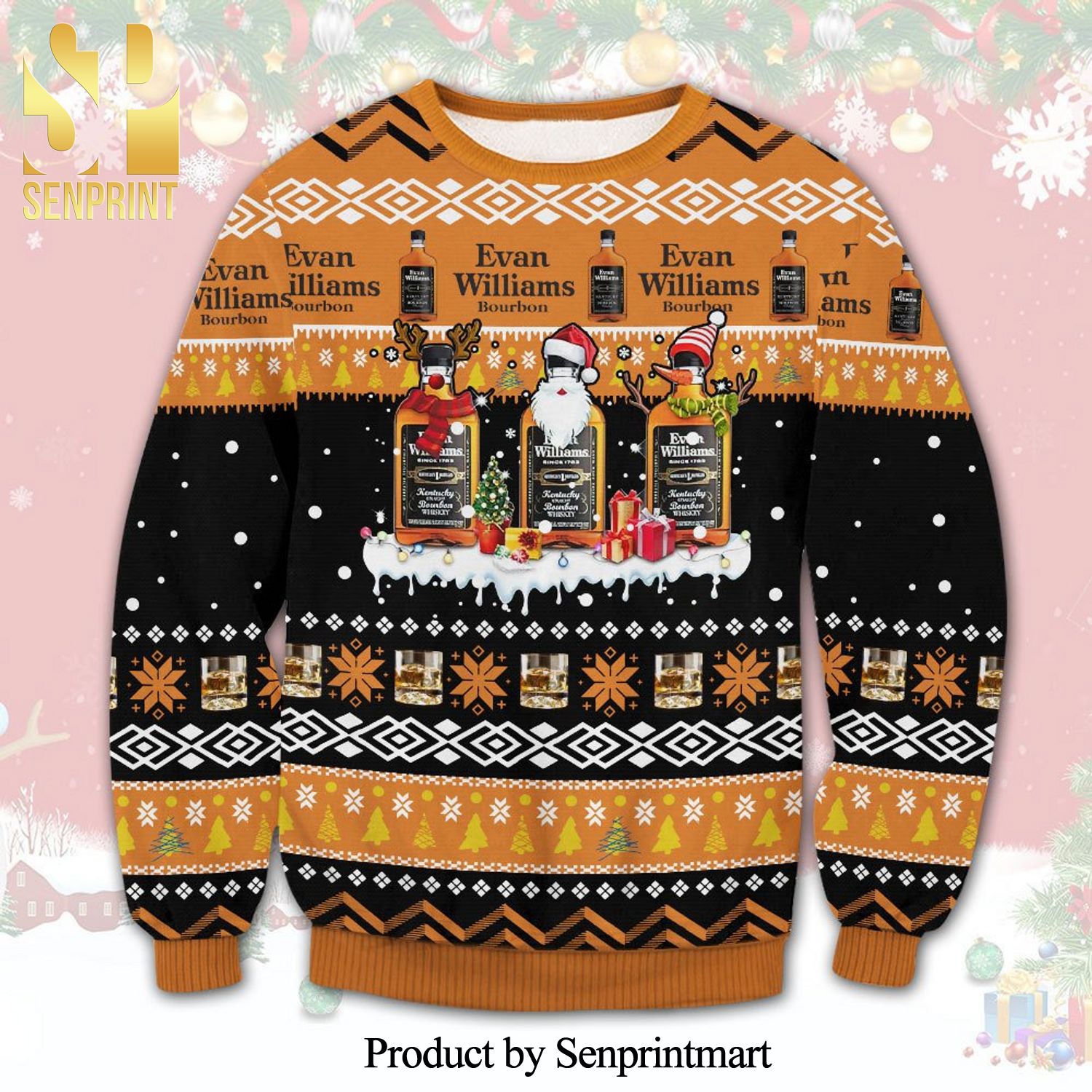 Evan Williams Bourbon Knitted Ugly Christmas Sweater
