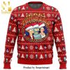 Fa-La-La-La Godzil-La Snowflake Knitted Ugly Christmas Sweater – Black