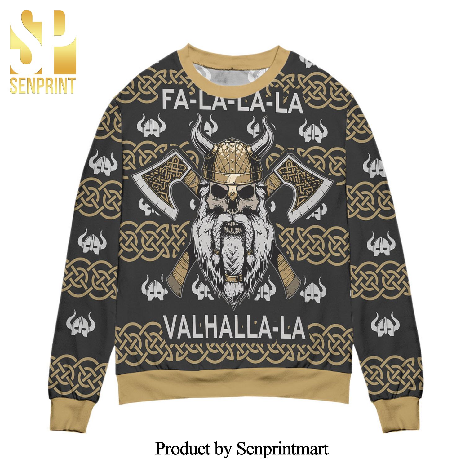 Fa-La-La-La Valhalla-La Viking God Knitted Ugly Christmas Sweater