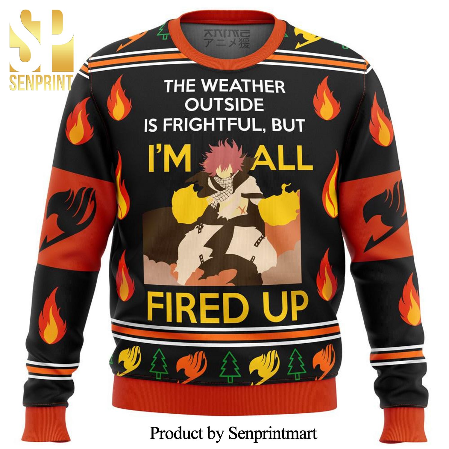 Fairy Tail Natsu All Fired Up Knitted Ugly Christmas Sweater