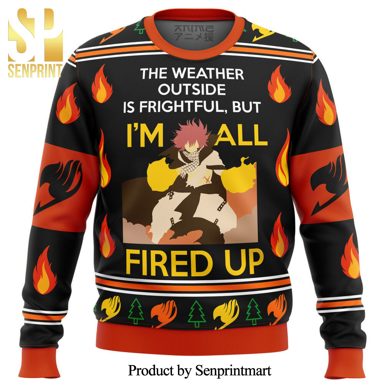 Fairy Tail Natsu Fired Up Manga Anime Knitted Ugly Christmas Sweater