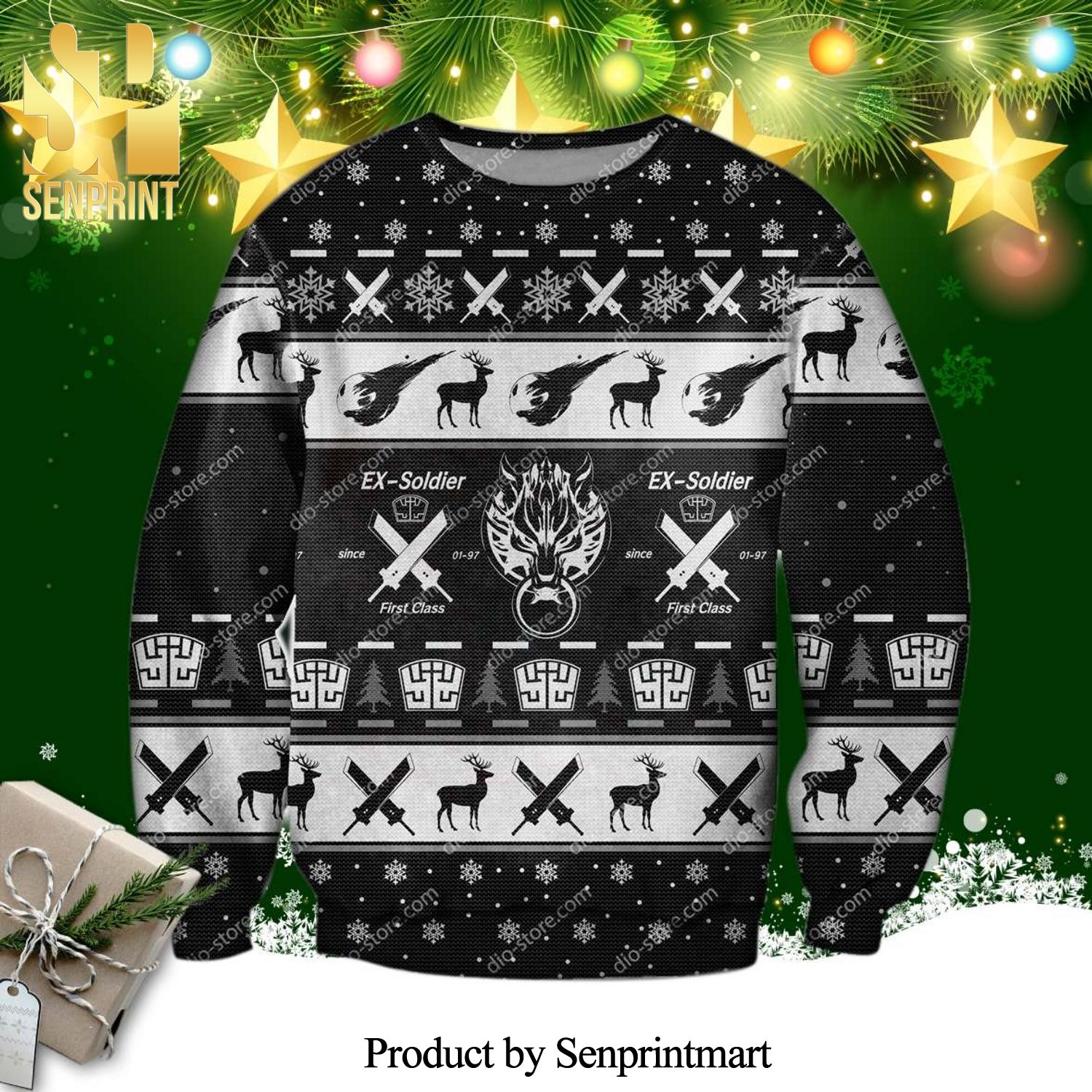 Final Fantasy Reindeer Knitted Ugly Christmas Sweater