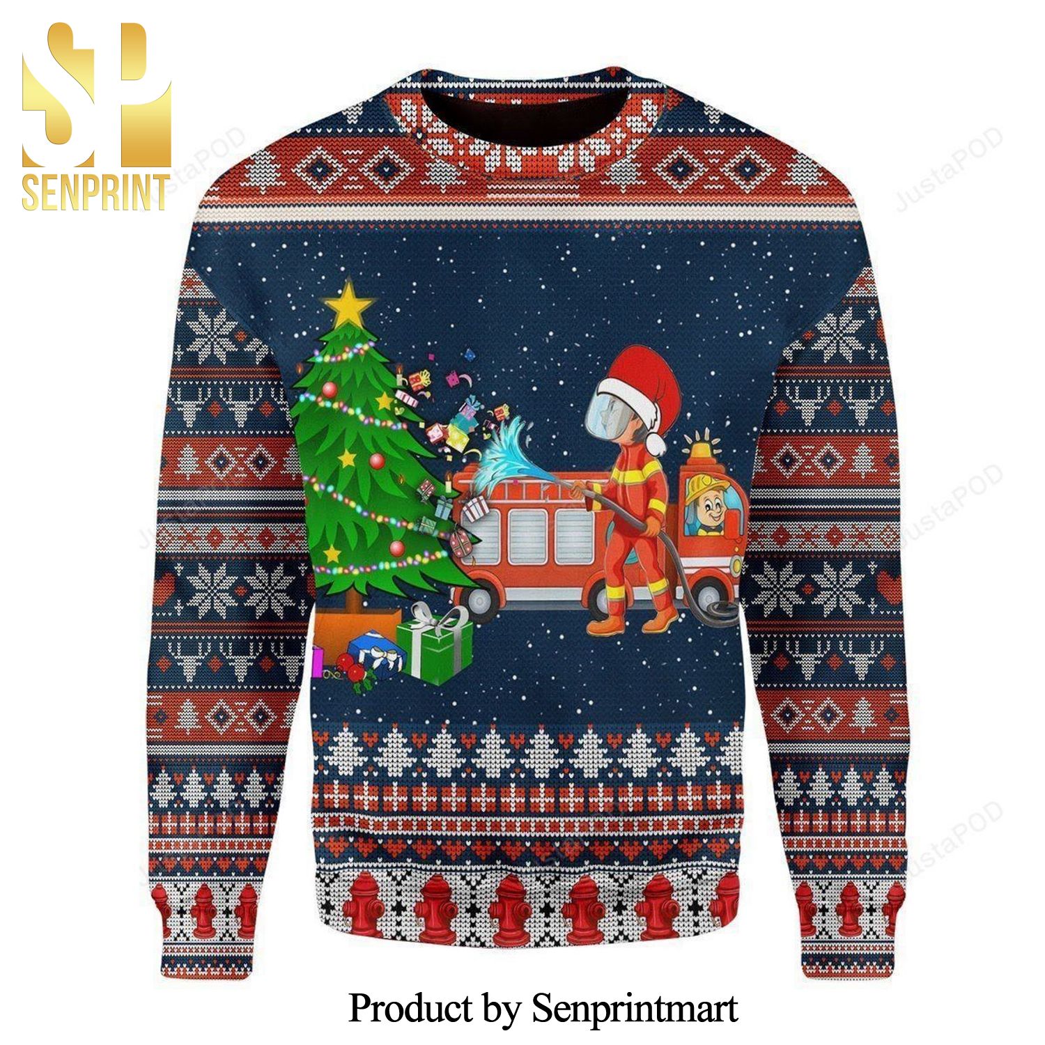Firefighter Presents Knitted Ugly Christmas Sweater
