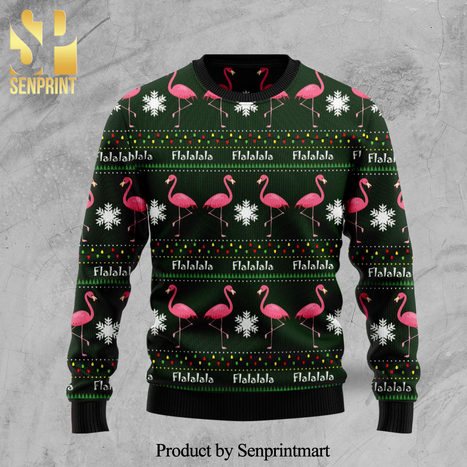 Flamingo Flalala Knitted Ugly Christmas Sweater