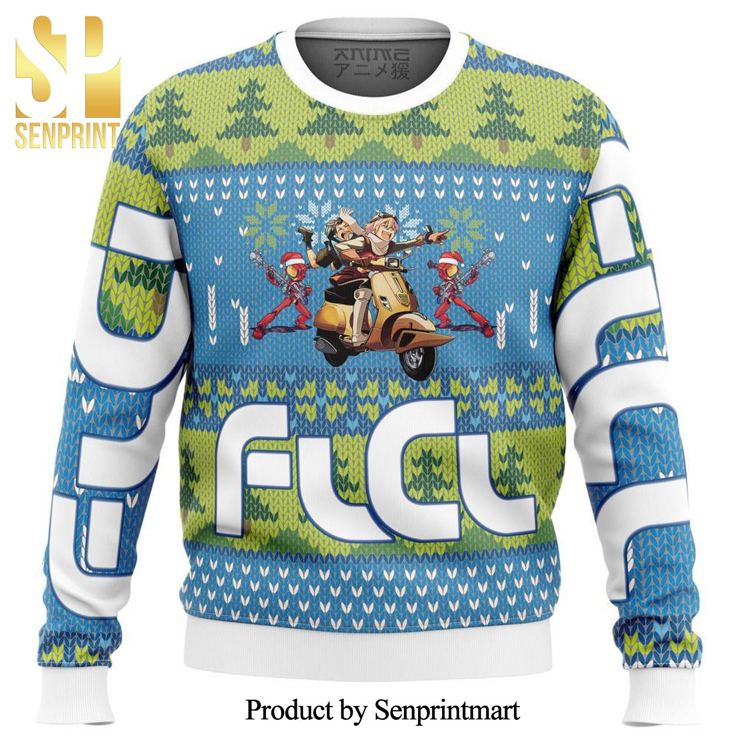 FLCL Fooly Cooly Alt Premium Manga Anime Knitted Ugly Christmas Sweater