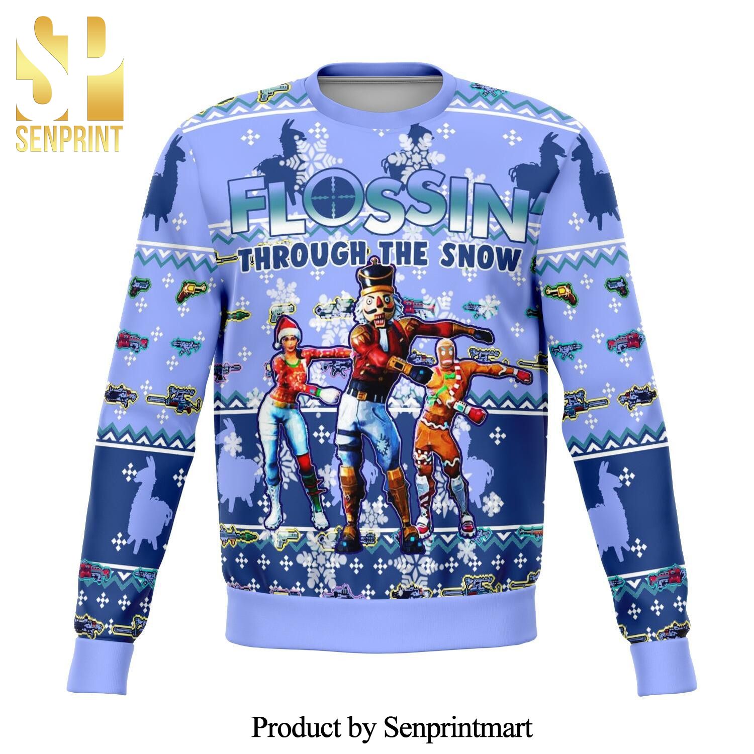 Fortnite Through The Snow Floss Premium Knitted Ugly Christmas Sweater
