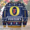 Foster’s Beer Logo Snowflake Pattern Knitted Ugly Christmas Sweater – Blue