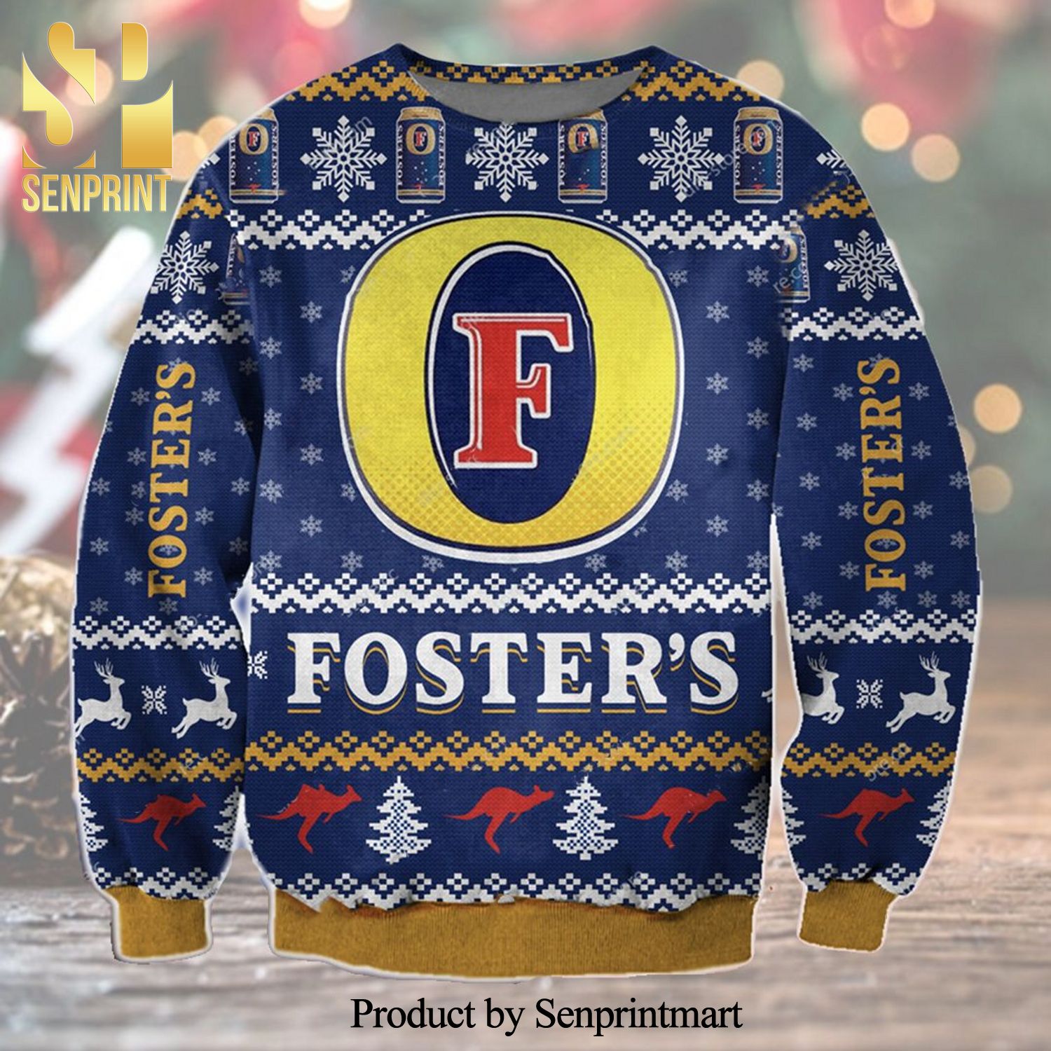 Foster’s Beer Blue Knitted Ugly Christmas Sweater
