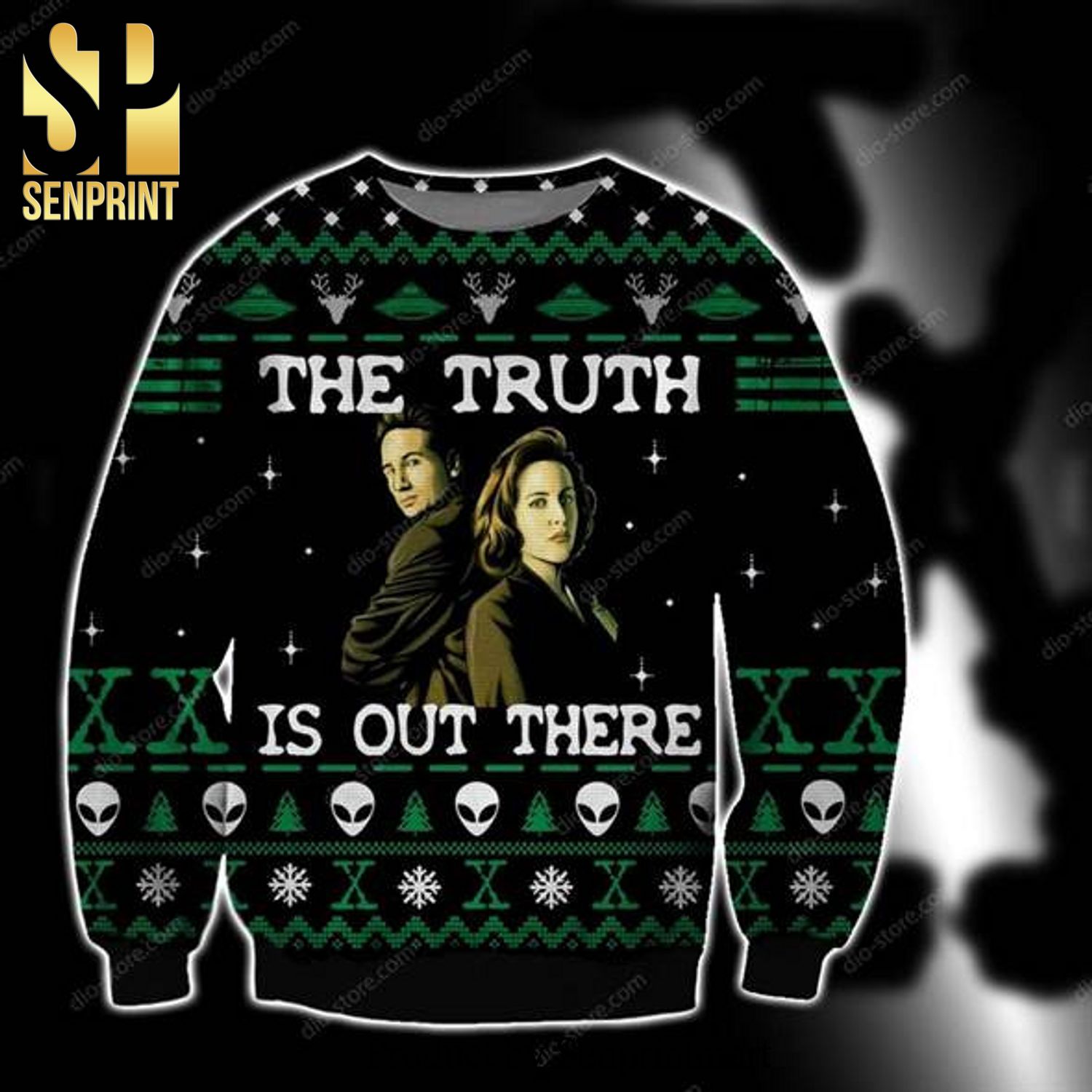 Fox Mulder Dana Scully The X- Files The Truth Is Out There Knitted Ugly Christmas Sweater