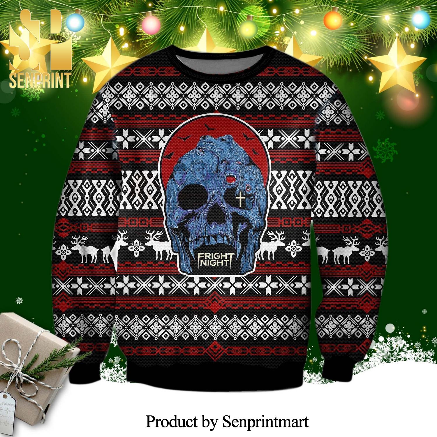 Fright Night Horror Movie Knitted Ugly Christmas Sweater