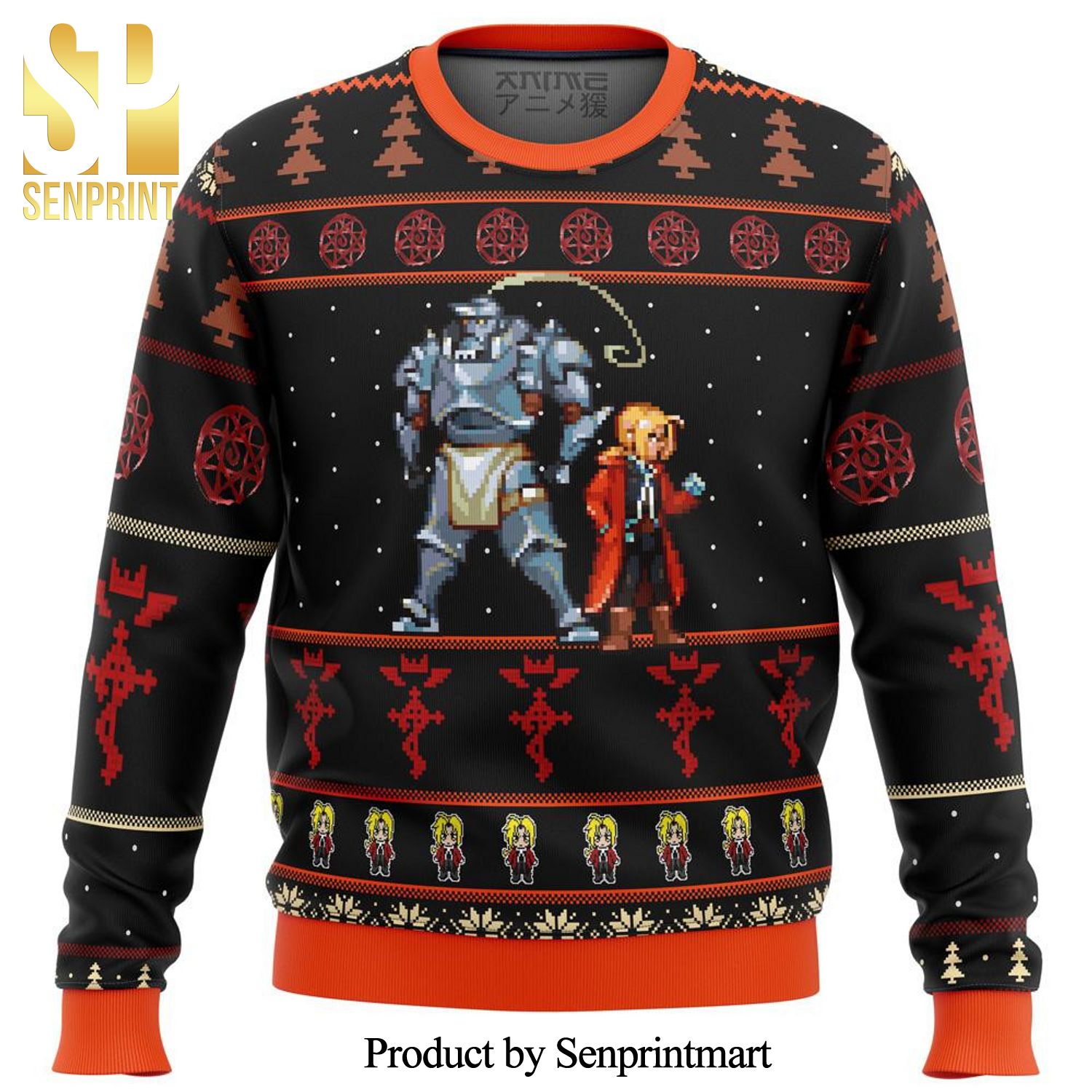 Fullmetal Alchemist Elrics Sprites Premium Manga Anime Knitted Ugly Christmas Sweater