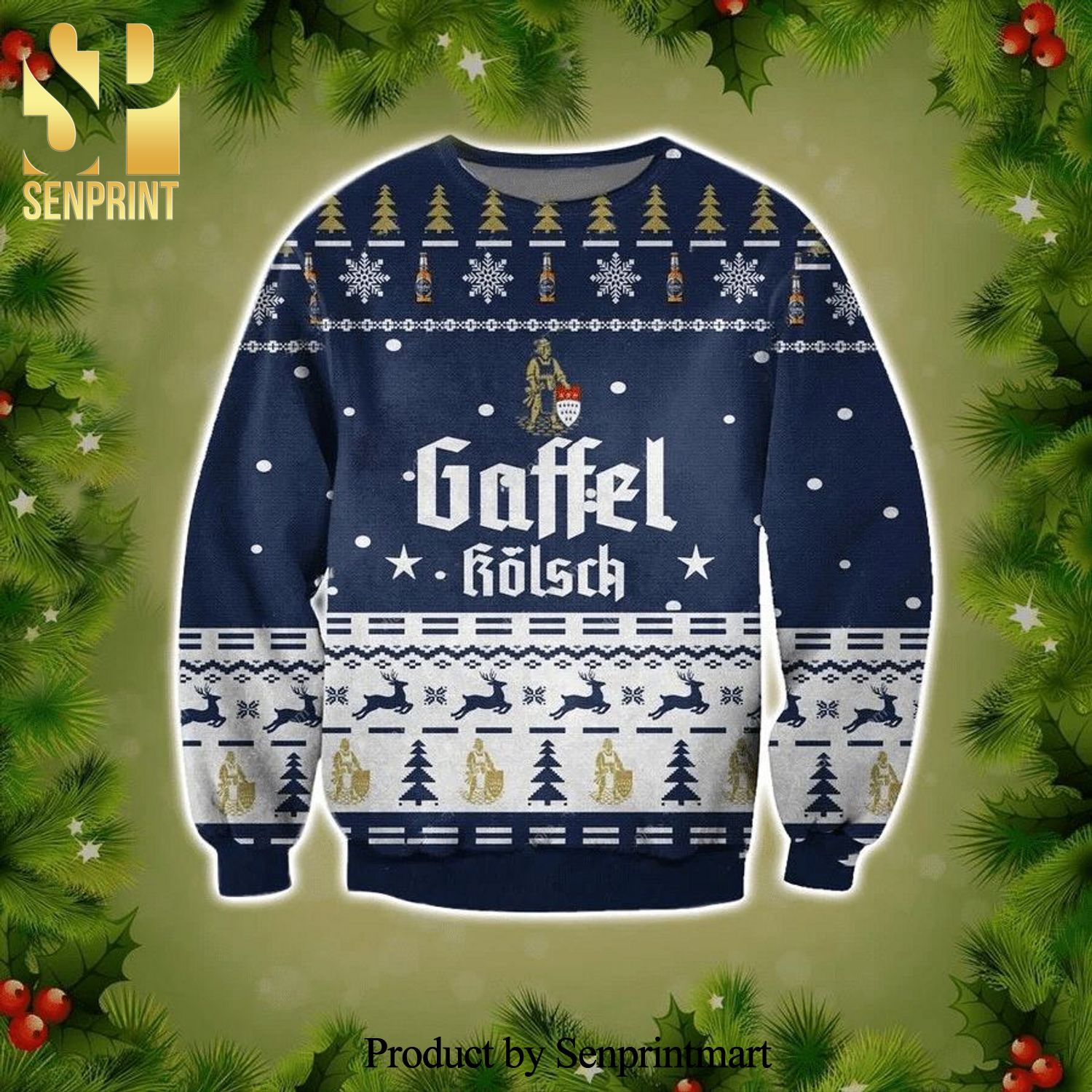 Gaffel Kolsch Beer Knitted Ugly Christmas Sweater