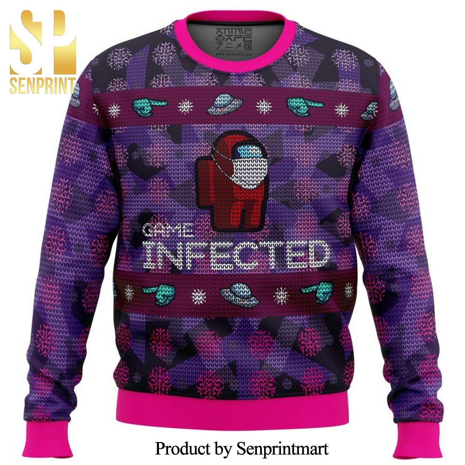 Game Infected Among Us Knitted Ugly Christmas Sweater