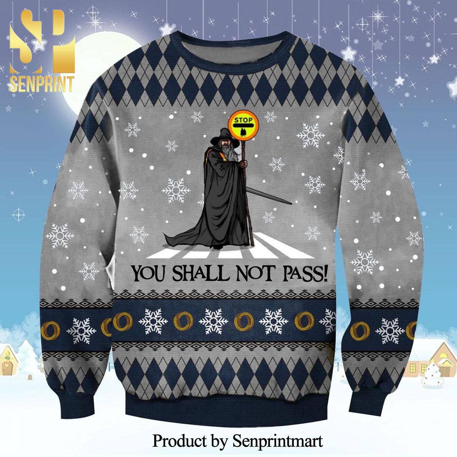 Gandalf Wizards Lord Of The Rings You Shall Not Pass Knitted Ugly Christmas Sweater