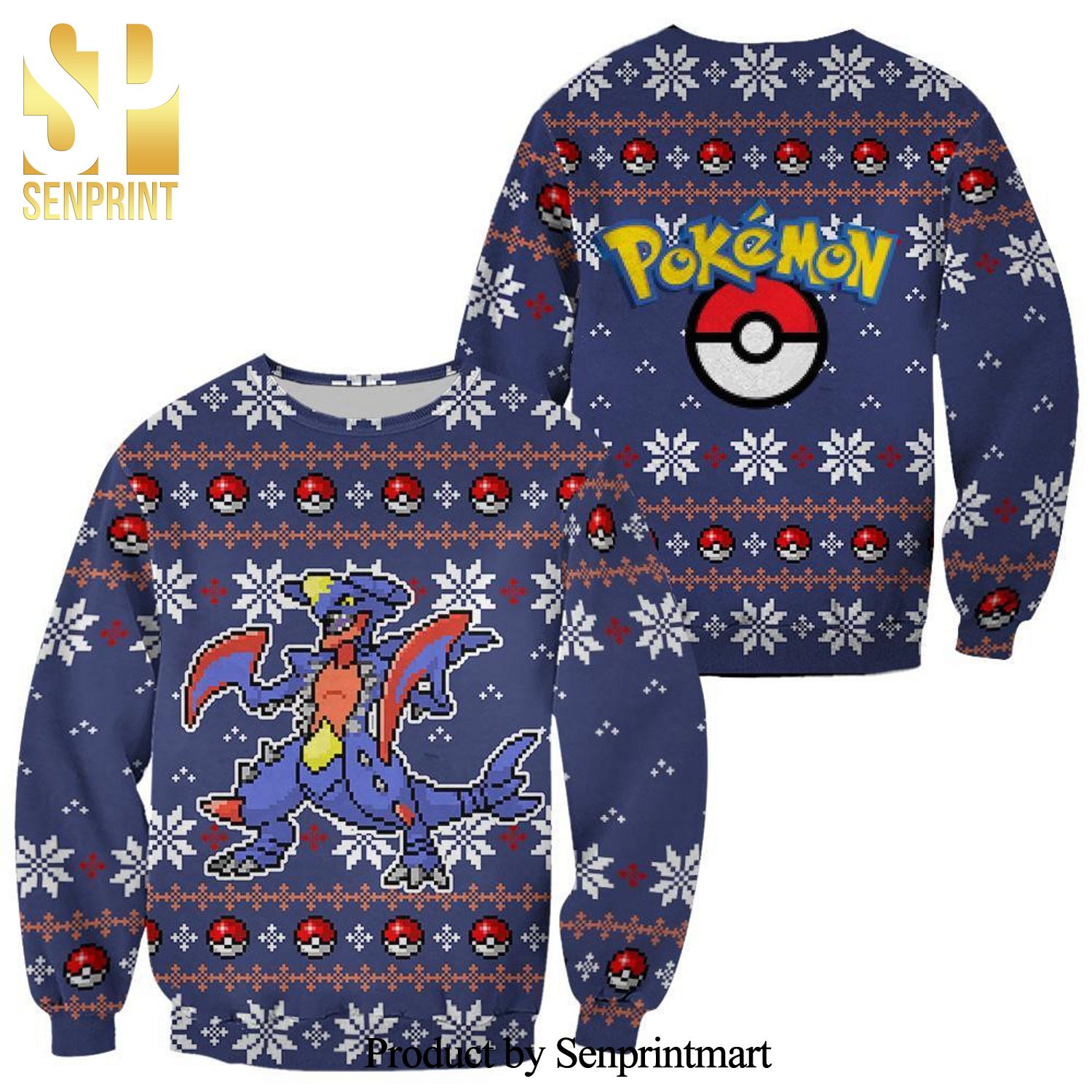 Garchomp Pokemon Manga Anime Knitted Ugly Christmas Sweater