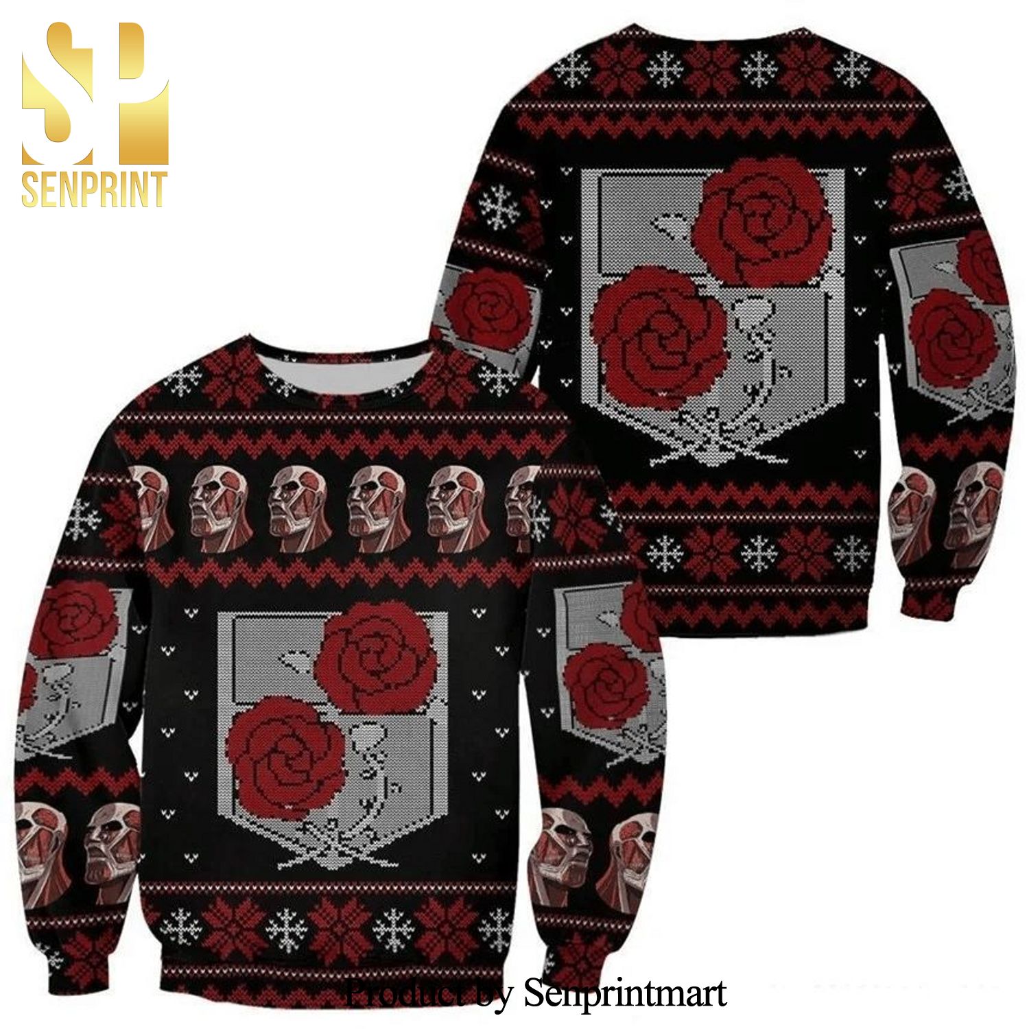 Garrison Attack On Titan Anime Knitted Ugly Christmas Sweater