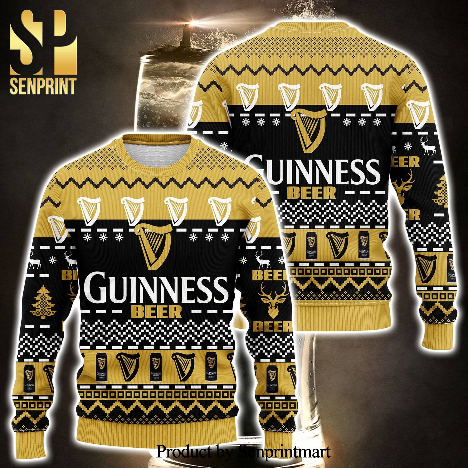 Geinness Beer Knitted Ugly Christmas Sweater