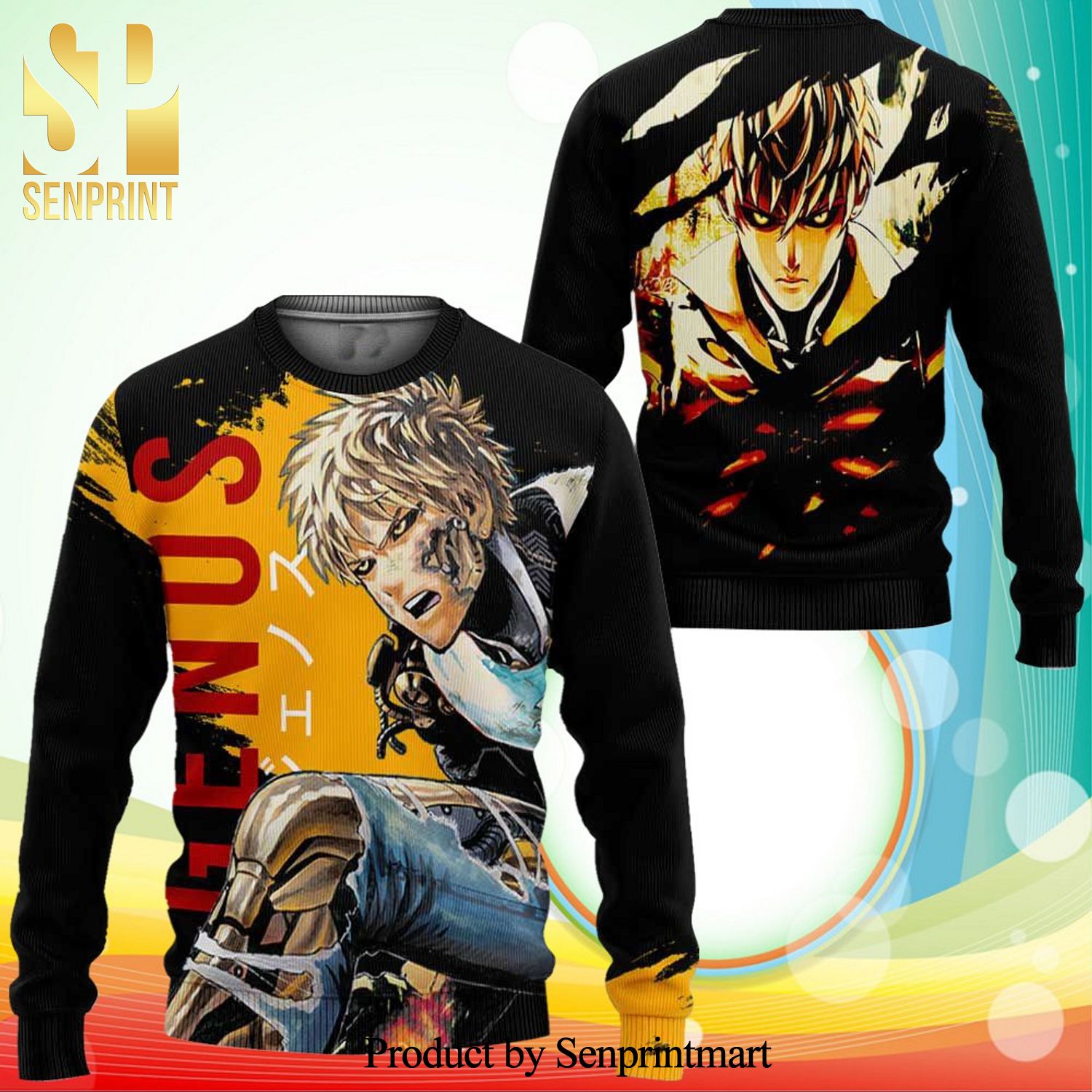 Genos One Punch Man Anime Knitted Ugly Christmas Sweater