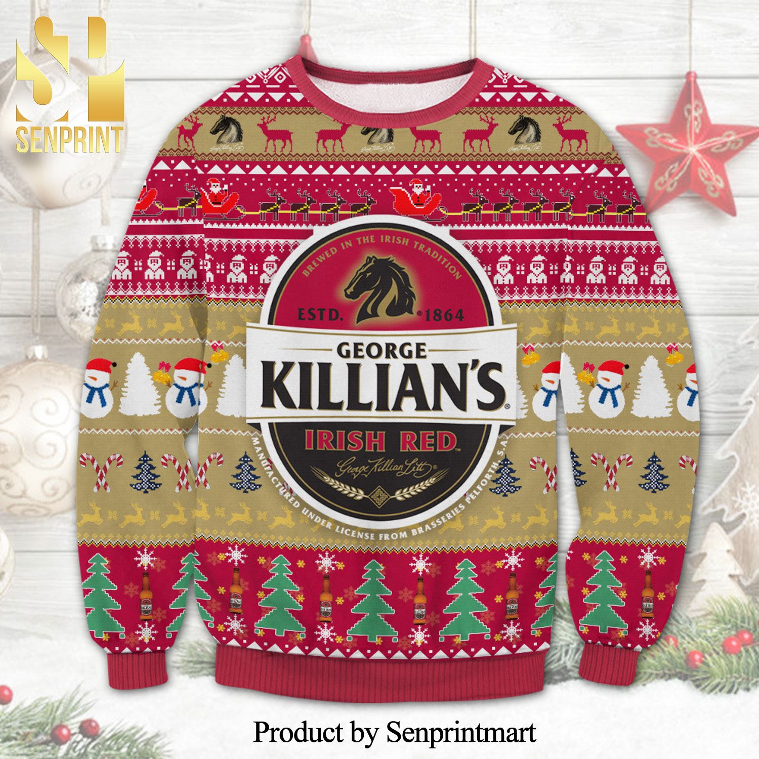 George Killian’s Irish Red Knitted Ugly Christmas Sweater