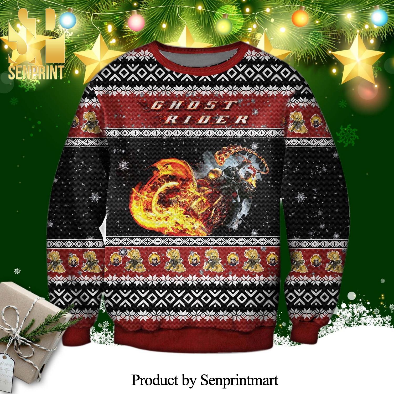 Ghost Rider Knitted Ugly Christmas Sweater