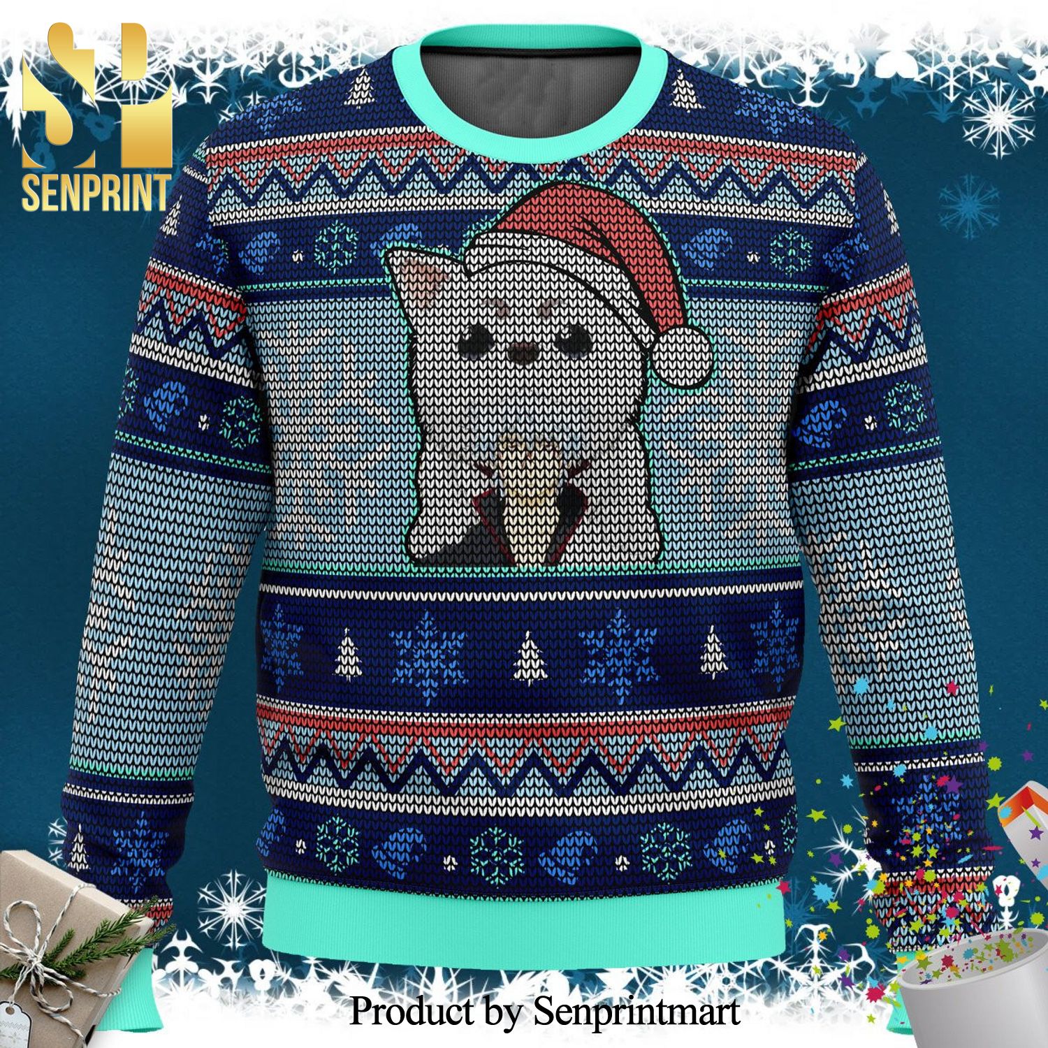Gintoki And Sadaharu Gintama Knitted Ugly Christmas Sweater