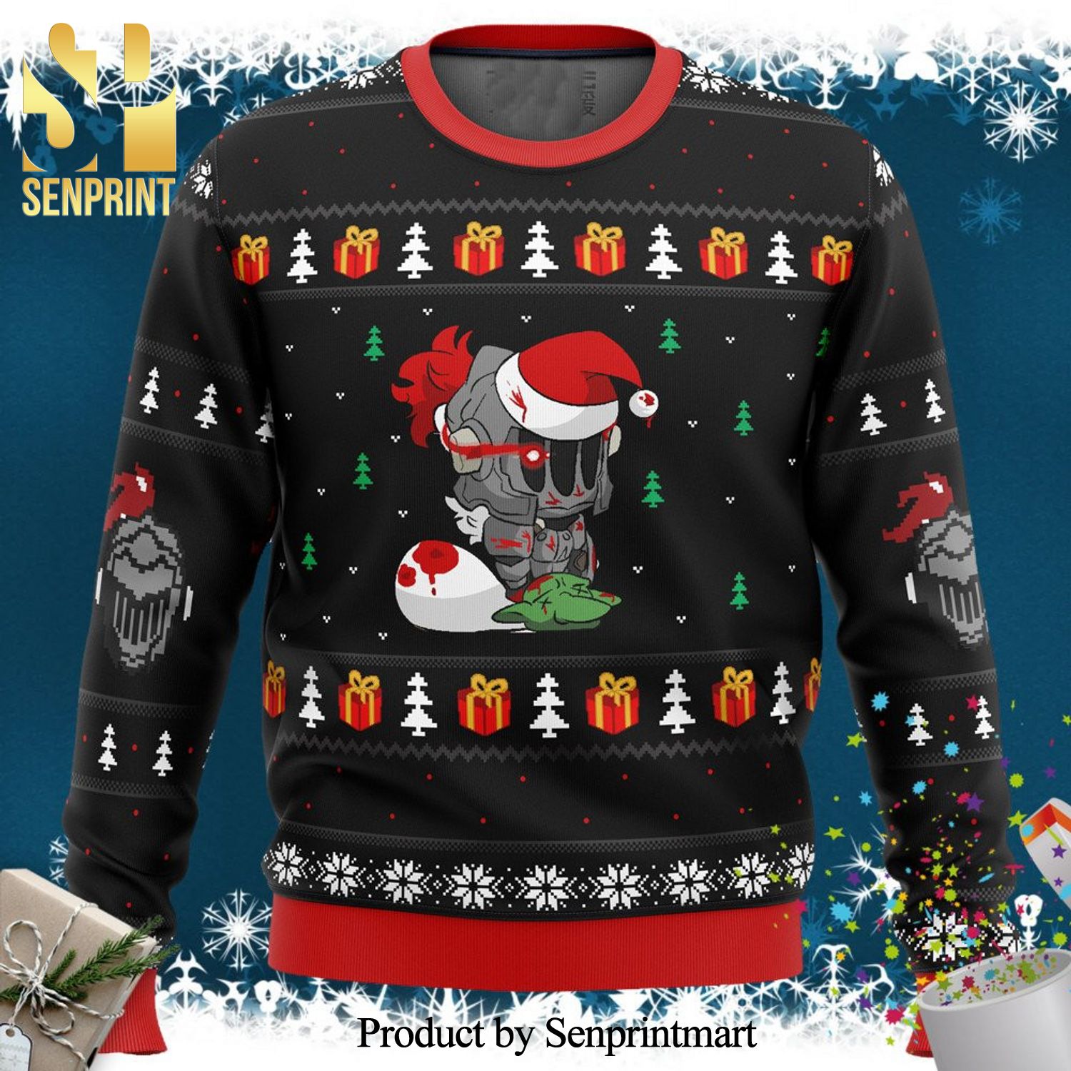 Goblin Slayer Armor Santa Manga Anime Knitted Ugly Christmas Sweater