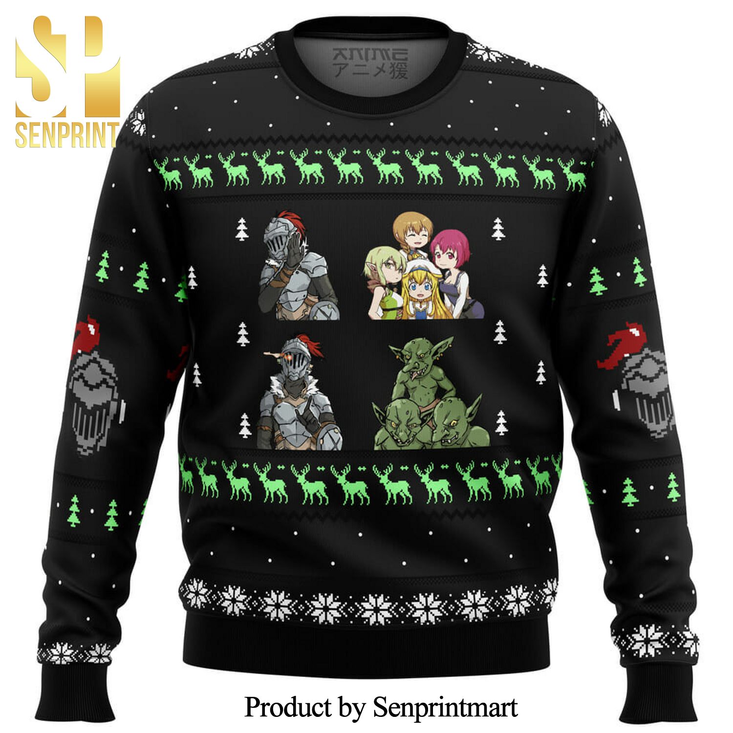 Goblin Slayer Characters Sprites Manga Anime Knitted Ugly Christmas Sweater