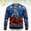 Godzilla Snowflake Lightning Knitted Ugly Christmas Sweater