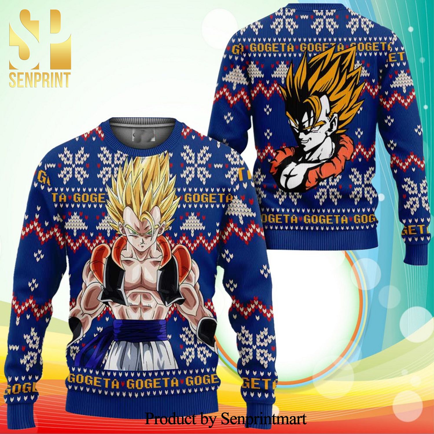 Gogeta Dragon Ball Z Manga Anime Knitted Ugly Christmas Sweater