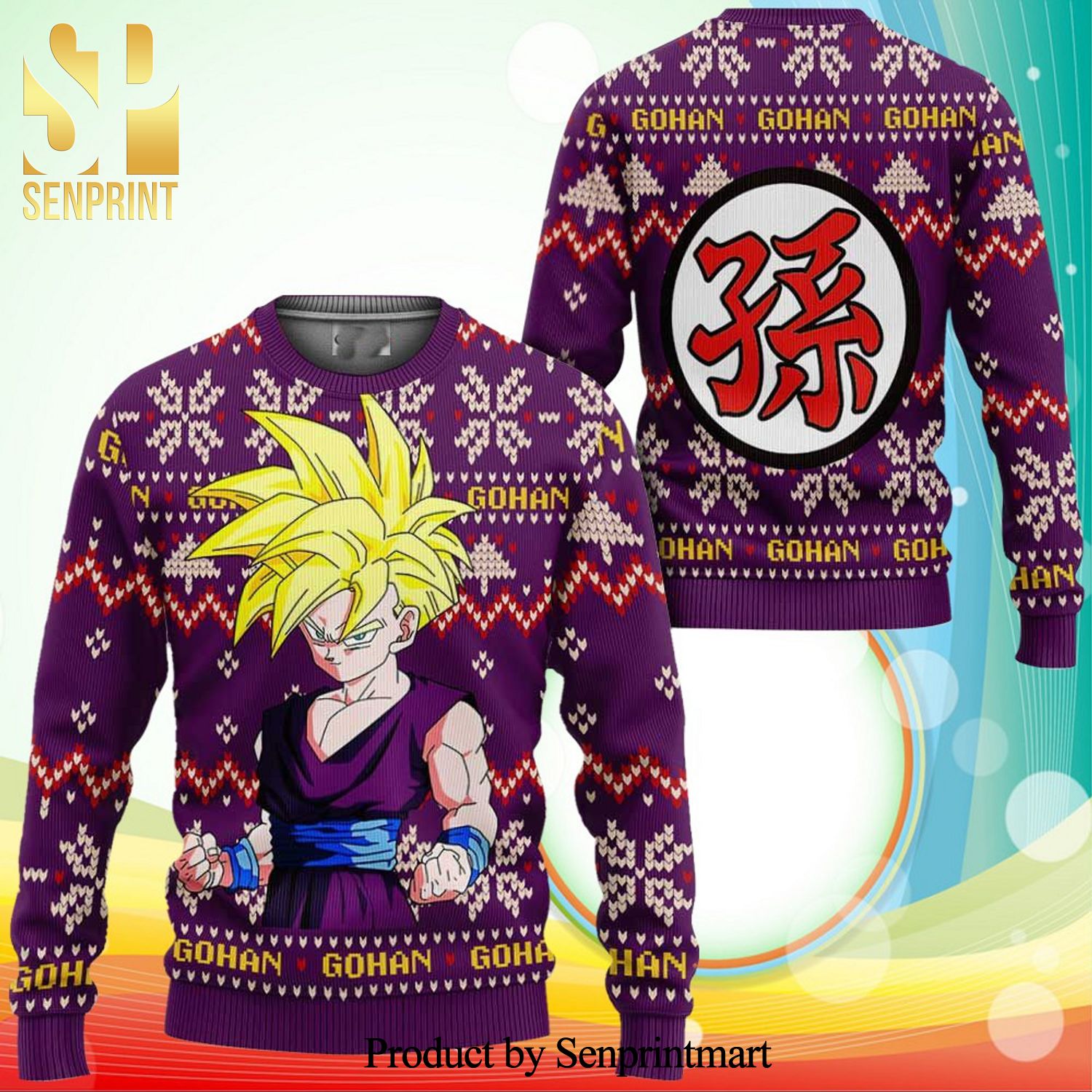 Gohan Sjj Dragon Ball Anime Knitted Ugly Christmas Sweater
