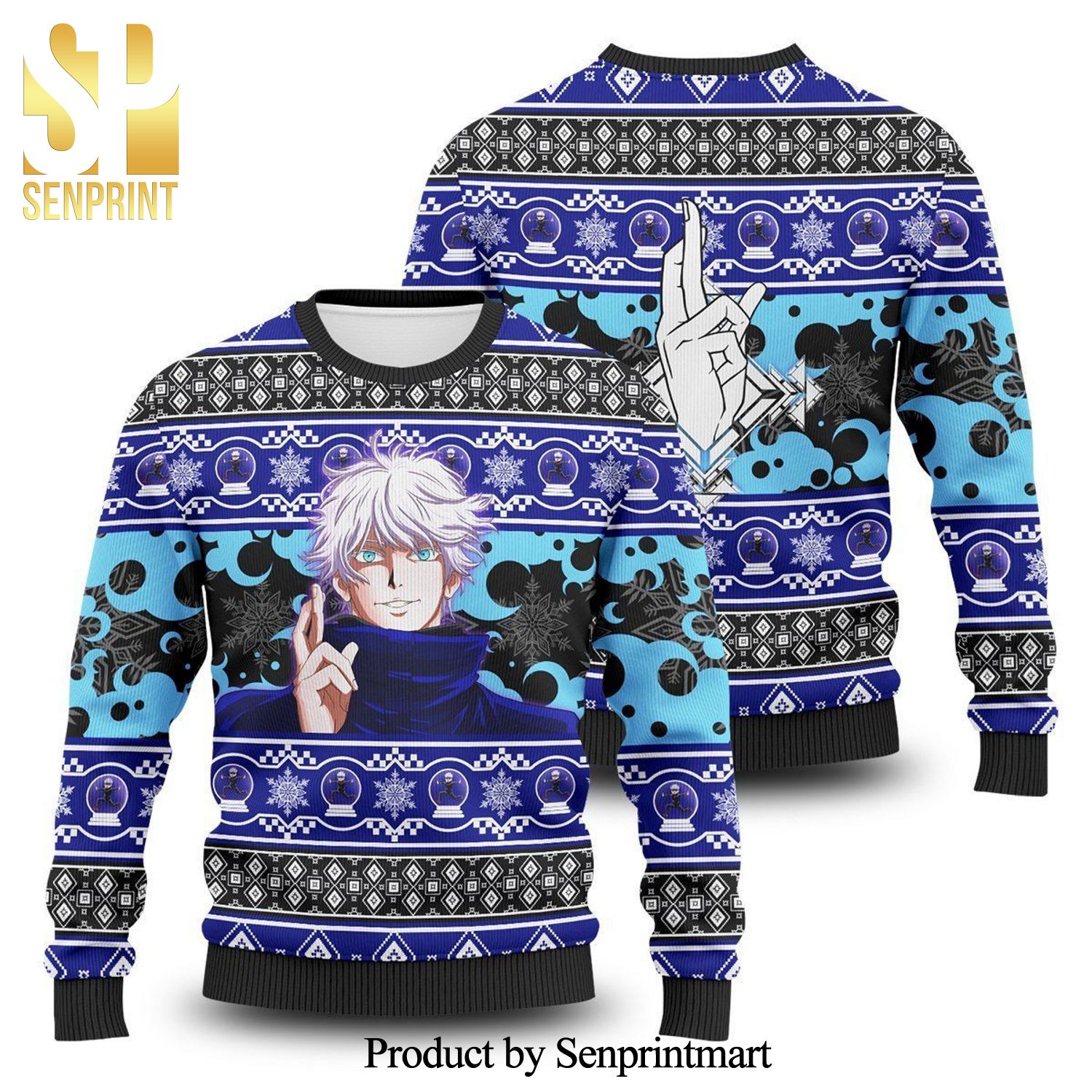 Gojo Satoru Jujutsu Kaisen Anime Knitted Ugly Christmas Sweater