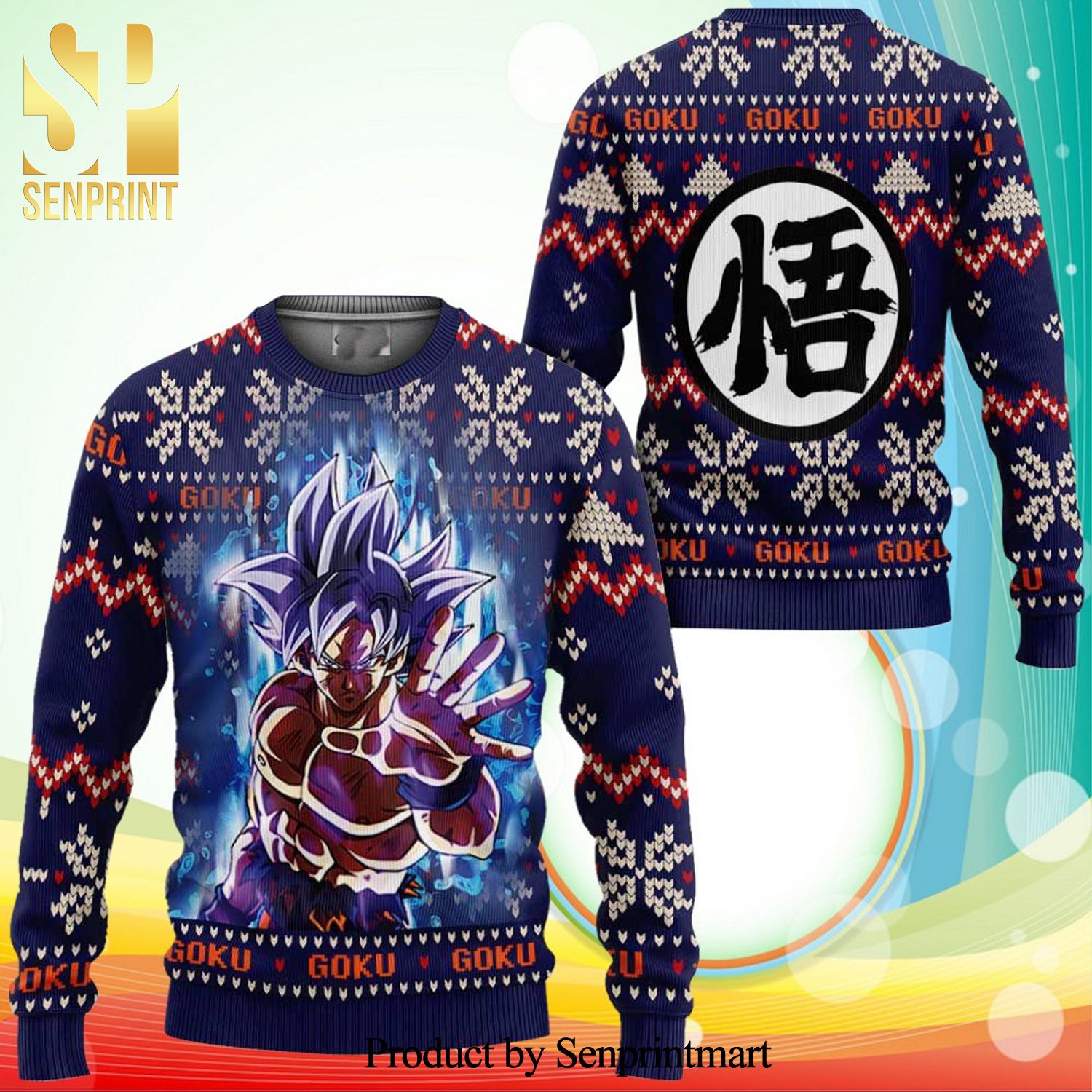 Goku Ultra Instinct Dragon Ball Z Manga Anime Knitted Ugly Christmas Sweater