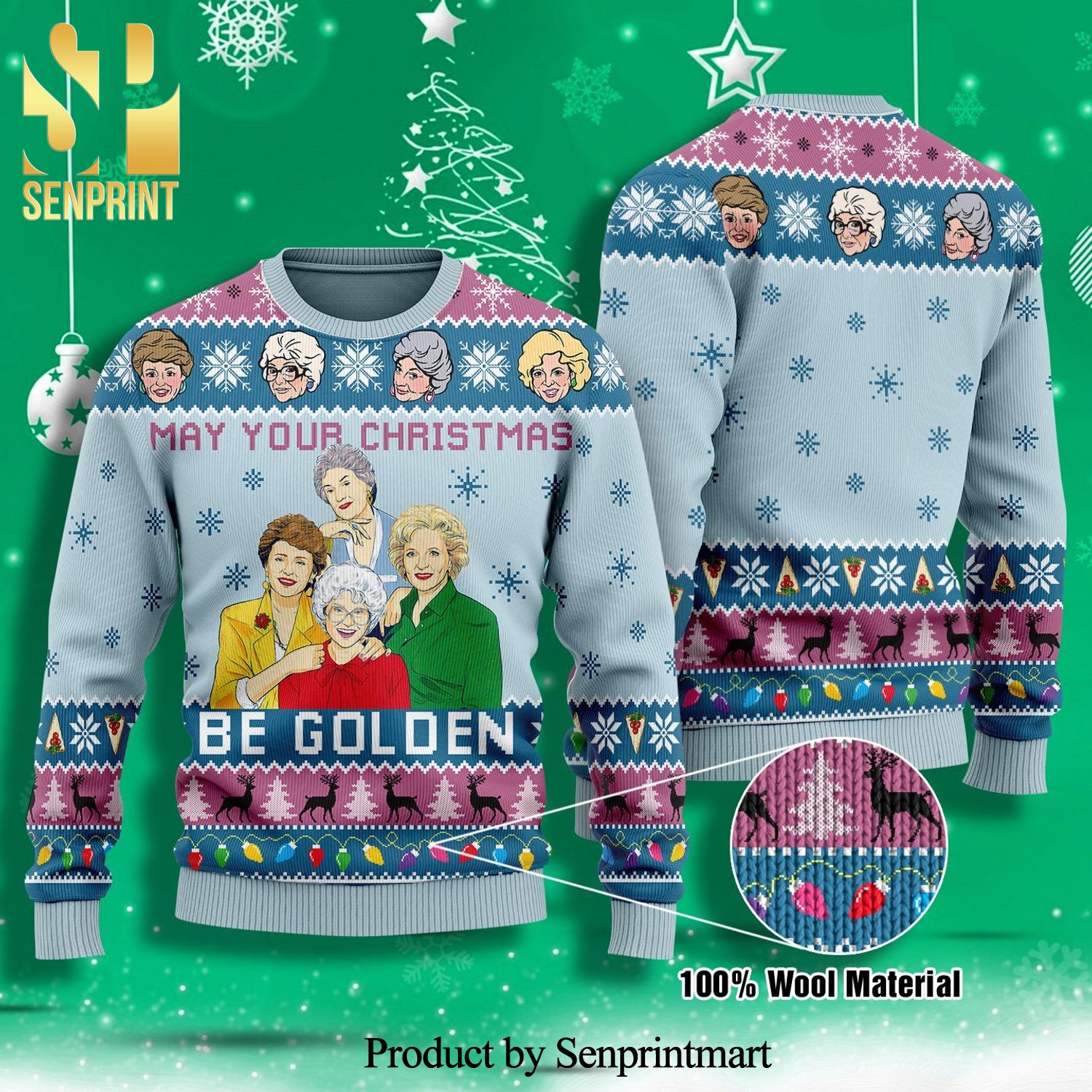 Golden Girls May Your Christmas Be Golden Knitted Ugly Christmas Sweater