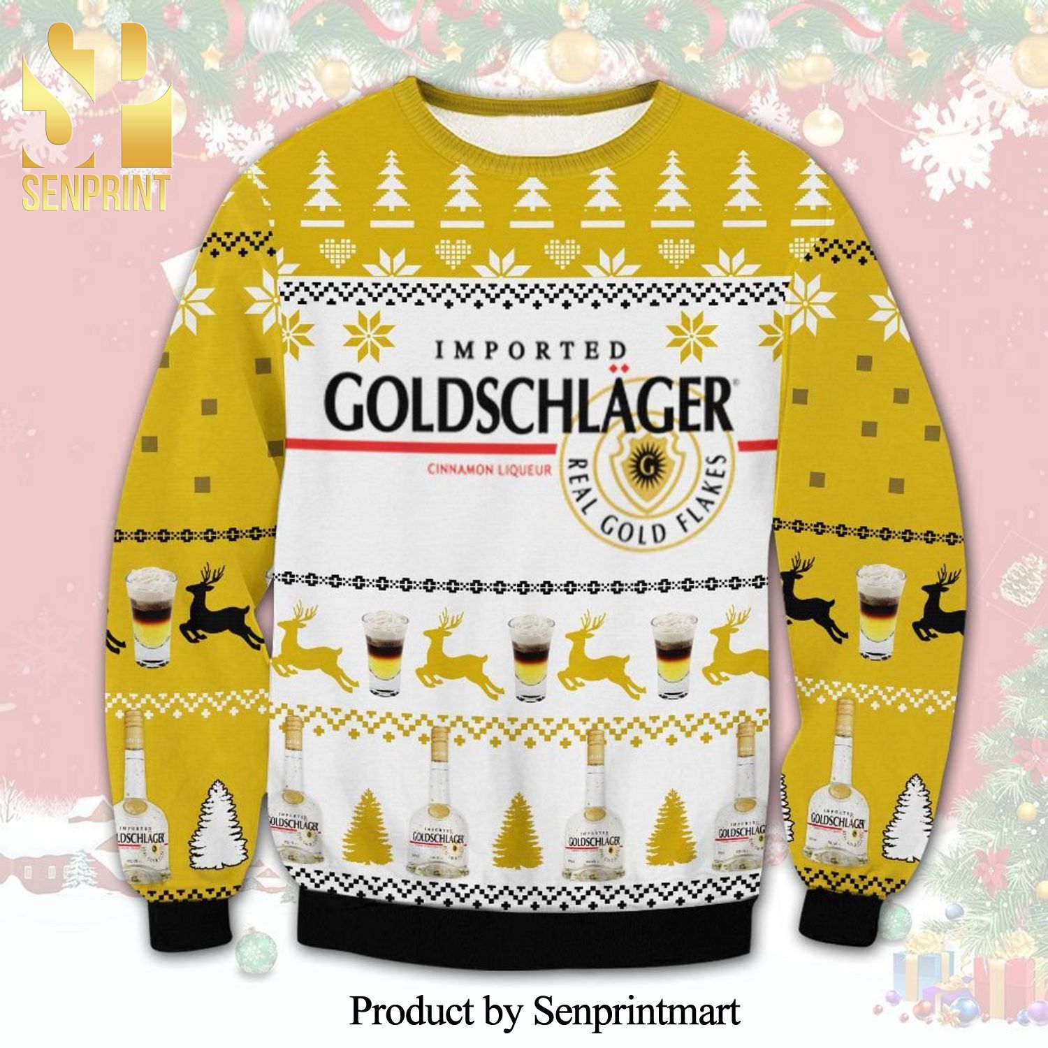 Goldschlager Reindeer Knitted Ugly Christmas Sweater