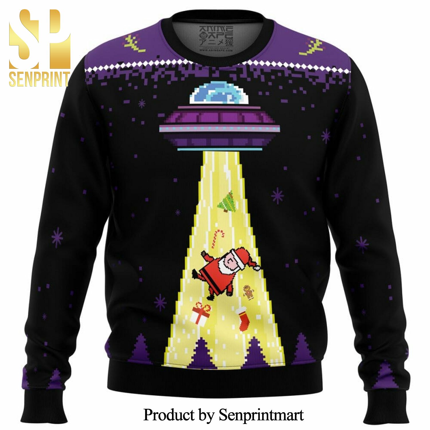 Goodbye Santa Alien Knitted Ugly Christmas Sweater