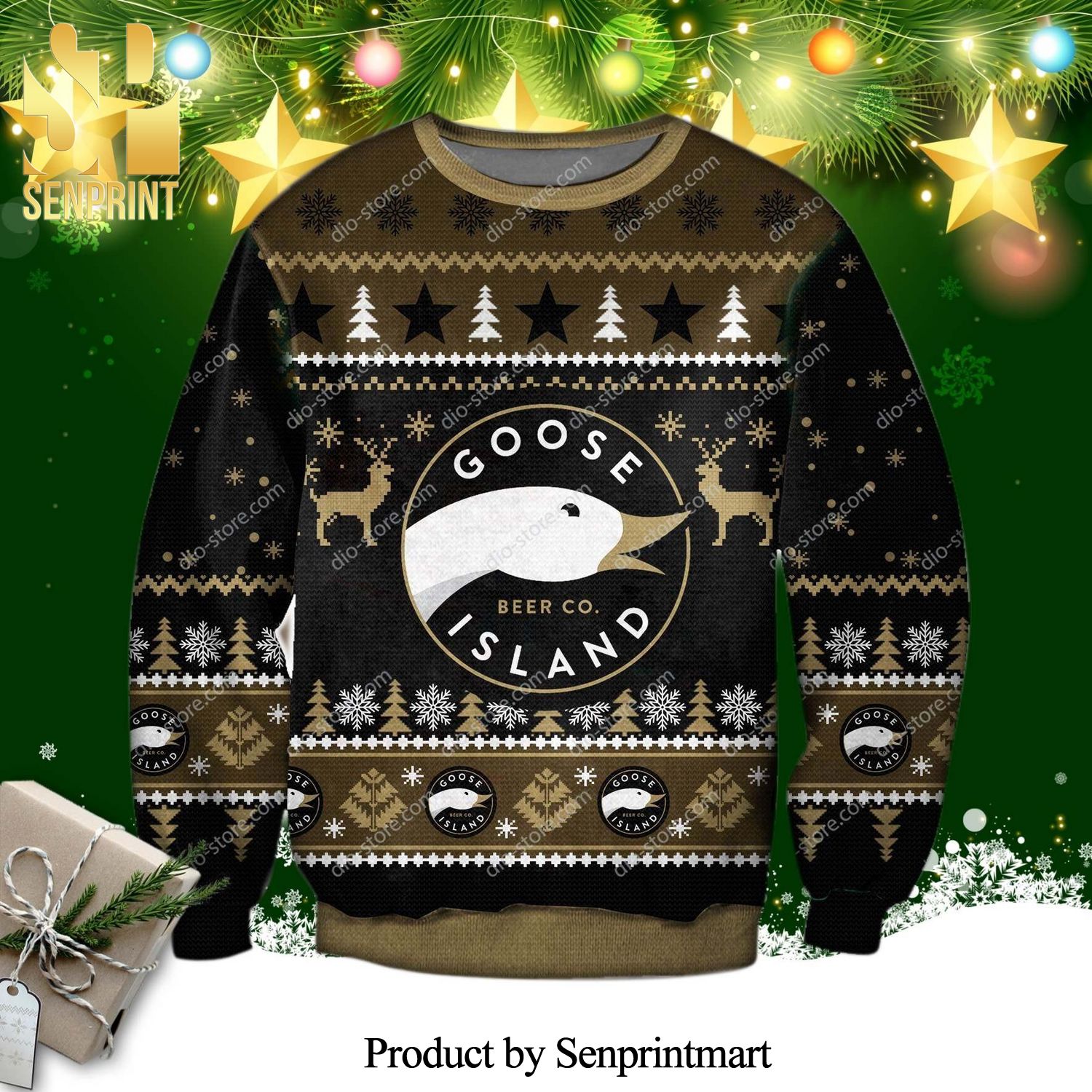 Goose Island Brewery Beer Knitted Ugly Christmas Sweater